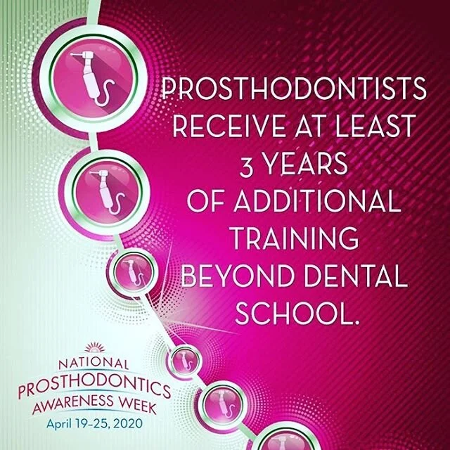 #npaw2020 Day 2: #dentaleducation is an essential part of a #prosthodontist career and it doesn&rsquo;t end with graduation. At minimum, a prosthodontist goes through 4 years of #predoctoral #dentalschool and 3 years of #graduateprosthodontics #resid