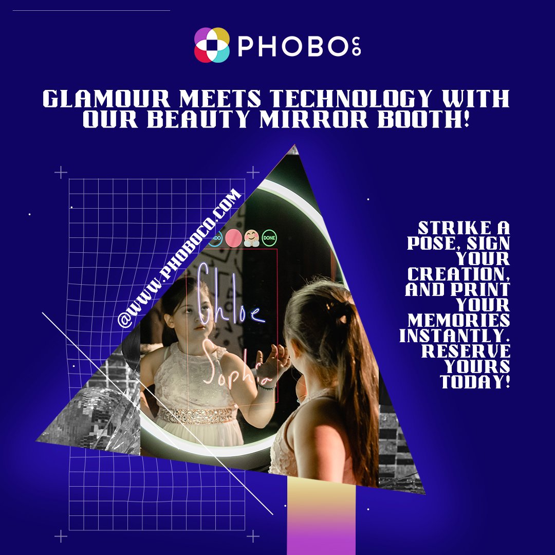 Forget the filter, embrace the fun! 

The Beauty Mirror Booth lets you capture your most radiant self, instantly print a personalized masterpiece, and create lasting memories. 
 
Book your PhoBoCo beauty mirror booth today. 
 
#phobocomagic #beautymi