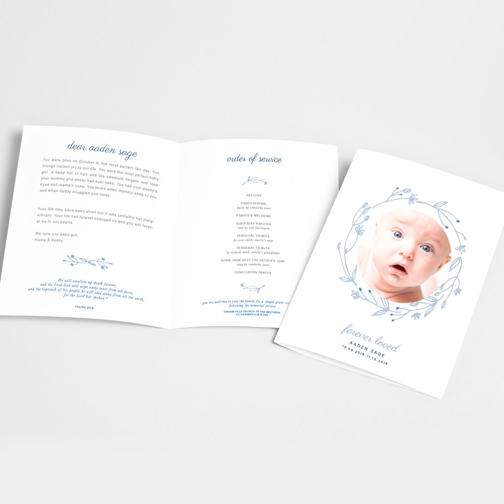 Funeral Service Program Template for Baby or Child