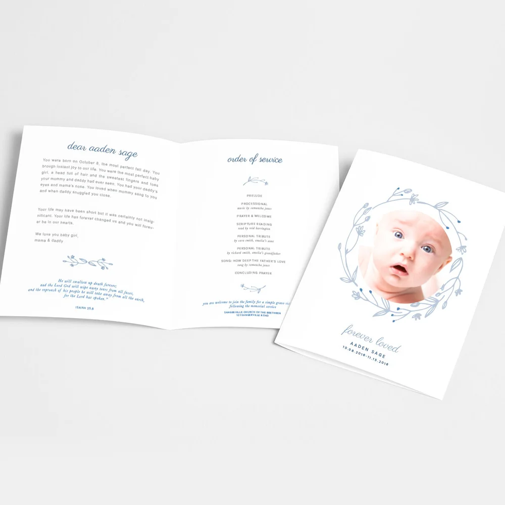 Funeral Service Program Template for Baby or Child