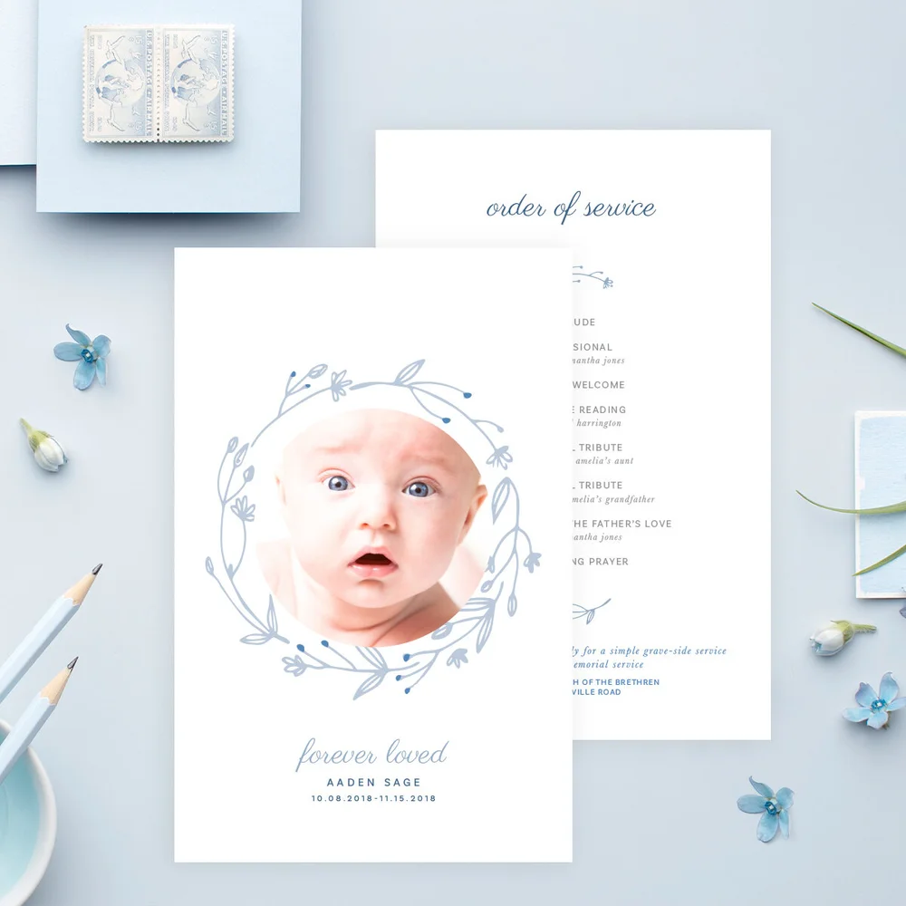 Funeral Service Program Template for Baby or Child | No. 005 — The Morning