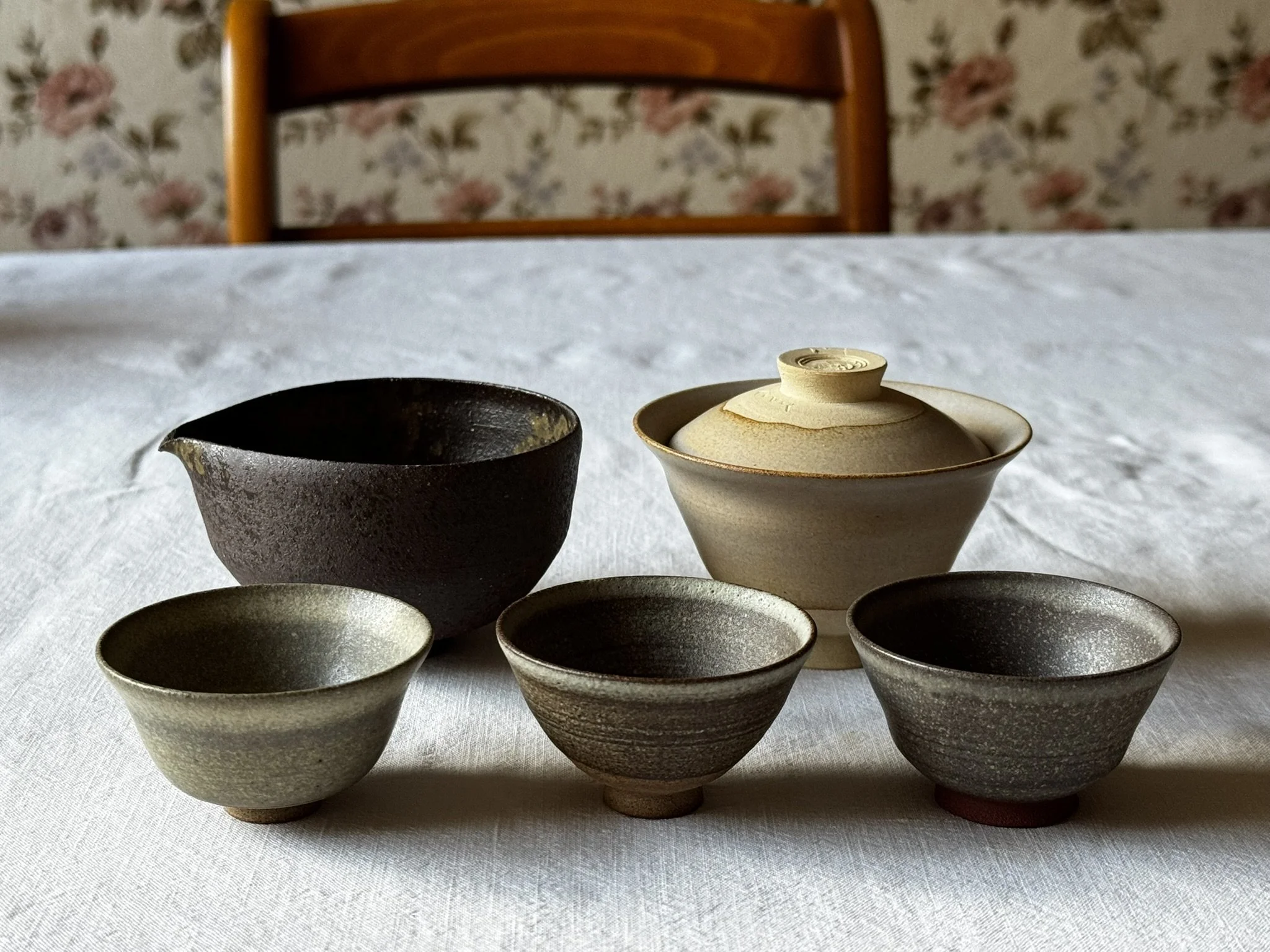 Gaiwan, verseuse et 3 tasses