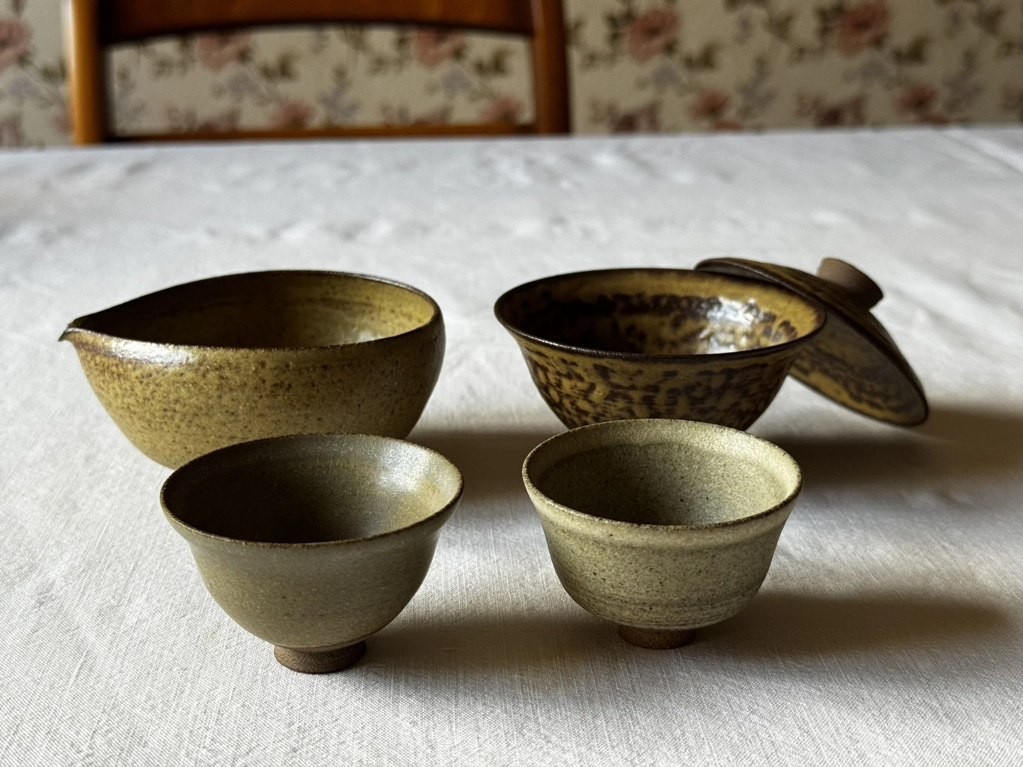 Gaiwan, verseuse et 2 tasses