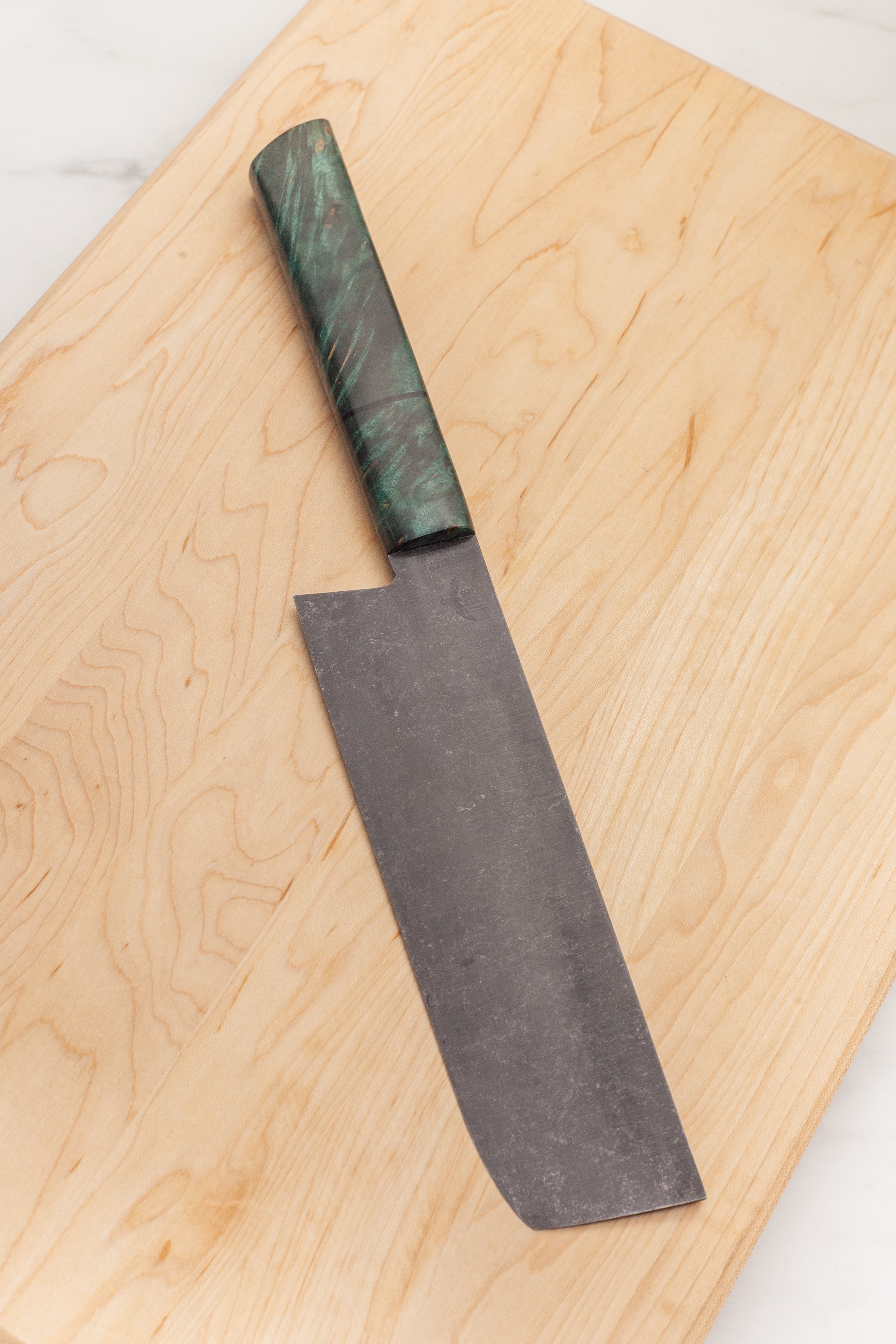 HIGH CARBON NAKIRI WITH GREEN MAPLE HANDLE