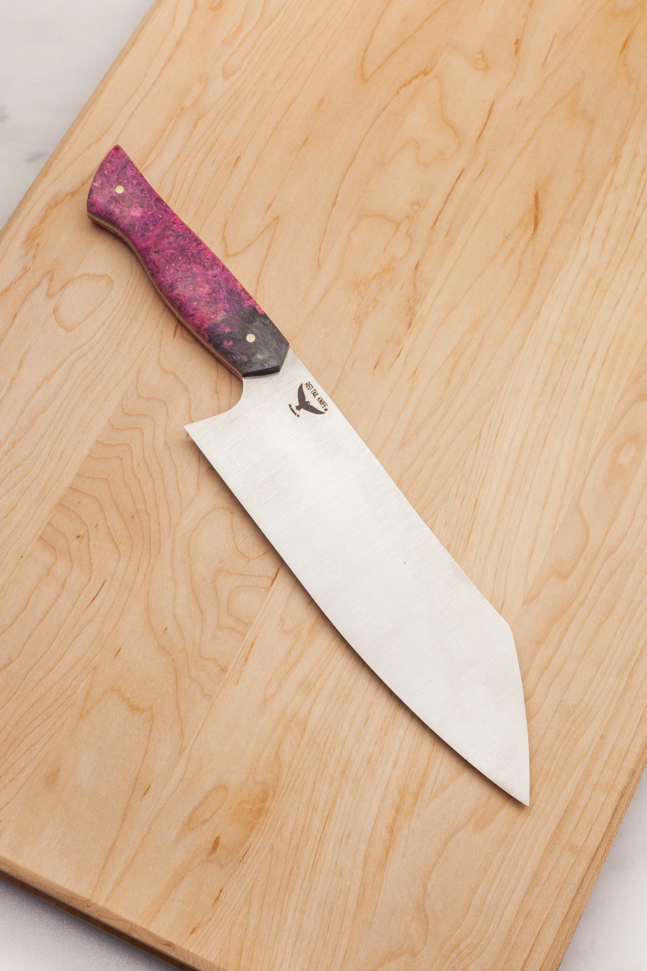 NITRO V K TIP CHEF KNIFE WITH HOT PINK BOX ELDER SCALES