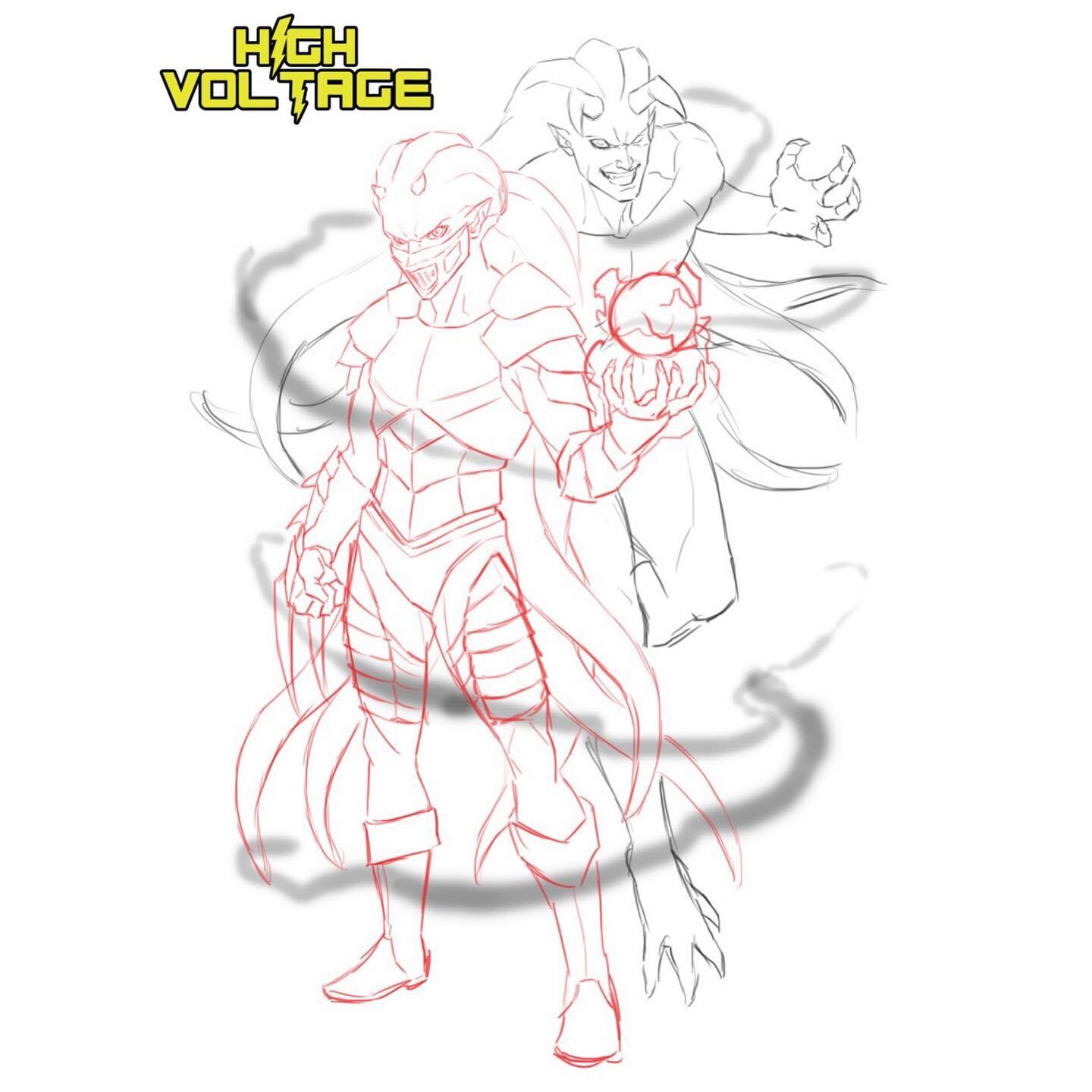Now things are really heating up! This is just a sketch of what&rsquo;s to come. These are the villains of season 4... Xeis and Xandross. This is what Wire (the main hero of High Voltage) has been working up towards. This is a destined battle between