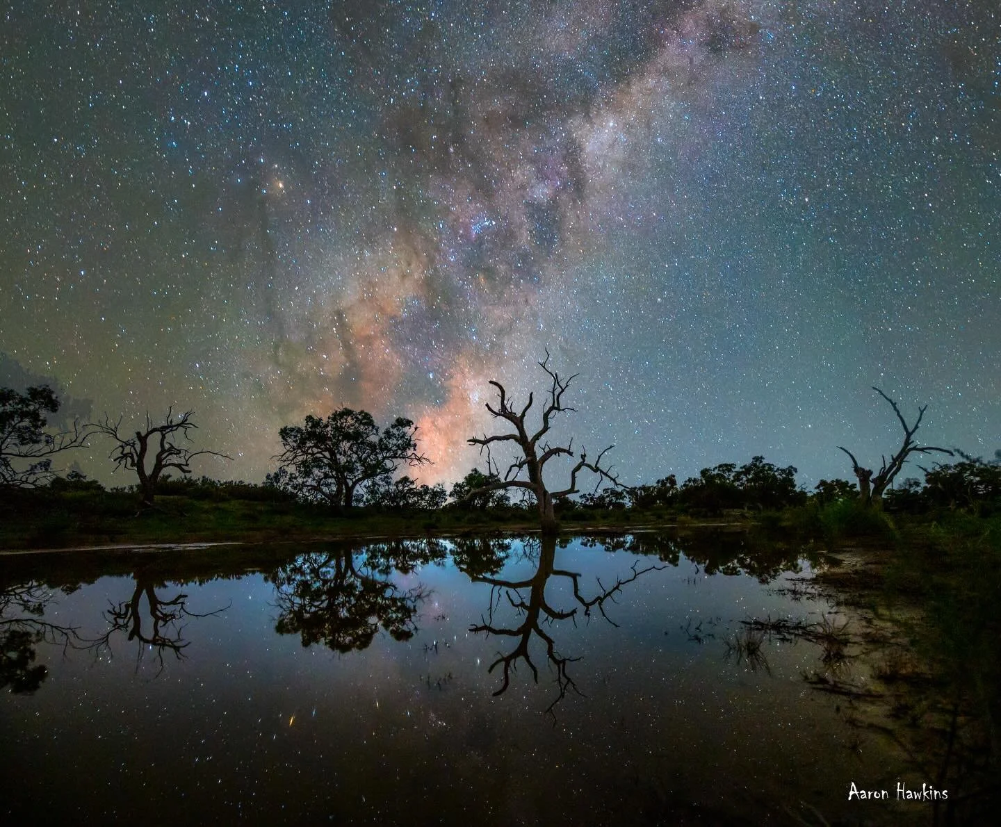 Ethereal Vision ✨

Standing in silence. A lonely gnarled long dead tree stands silently in the water, as the galactic core rises in an explosion of light and colour. A magical scene in a place so remote it has potentially never been witnessed before.