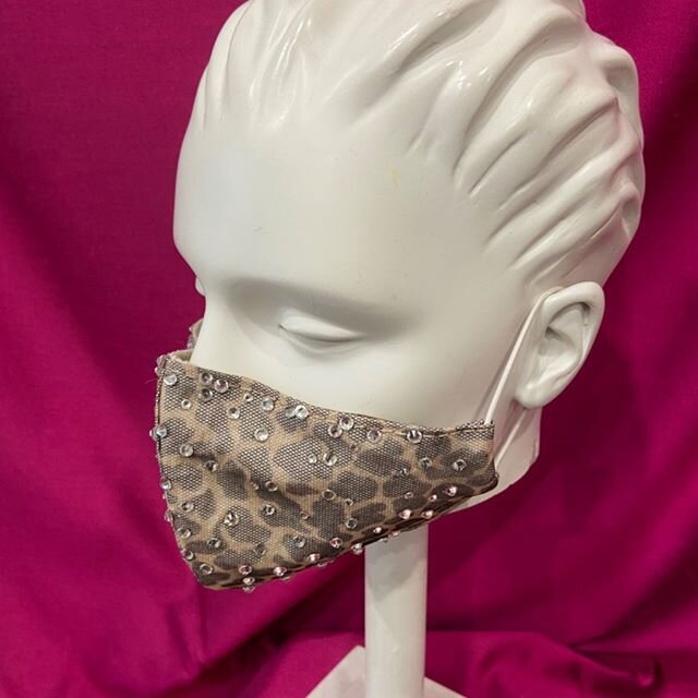 #neilgrigg#mask#animalprint #diamante#rhinestones#covit#availablenow ....fab rhinestone covered cloth mask, totally adjustable, available now....other colours too