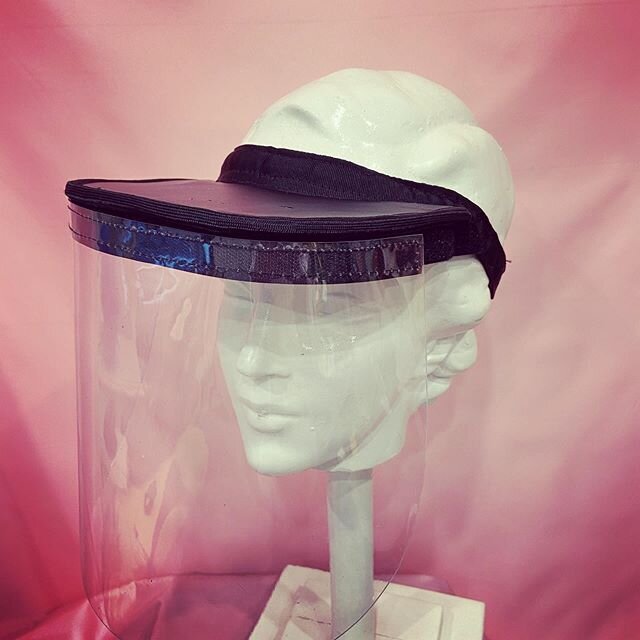 Fabulous new improved version of our face shields....the new normal.....leather vizor with heavy plastic shield.  #neilgriggmilliner #faceshield #leather #hairdresserlife #makeupartist #newnormal
