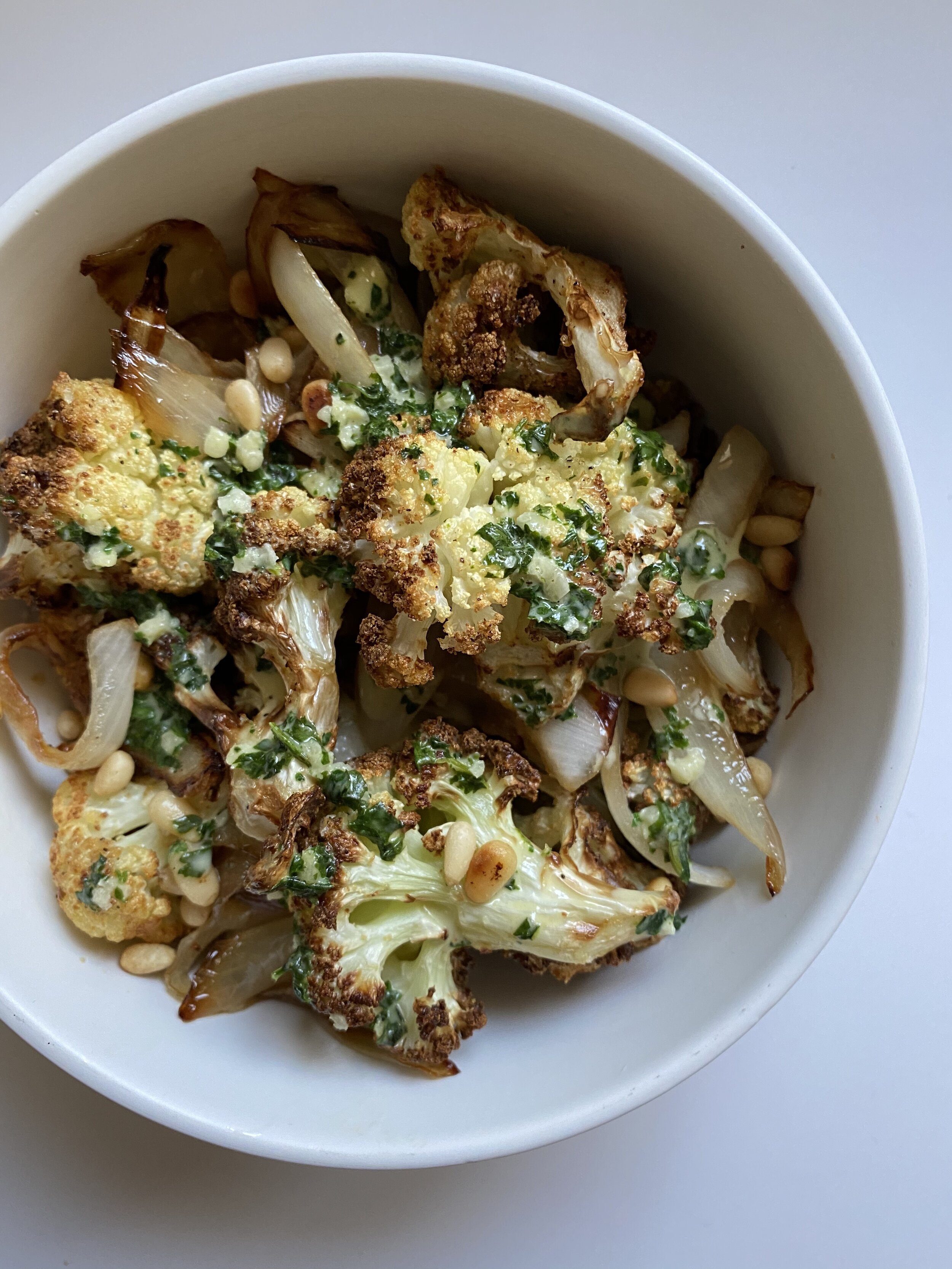 Caramelized Cilantro Tahini Cauliflower  