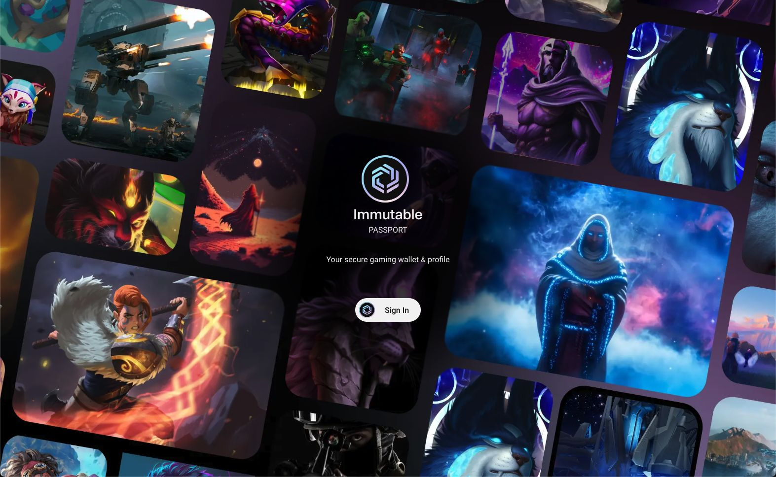 immutable passport wallet for gamers - sign in screen