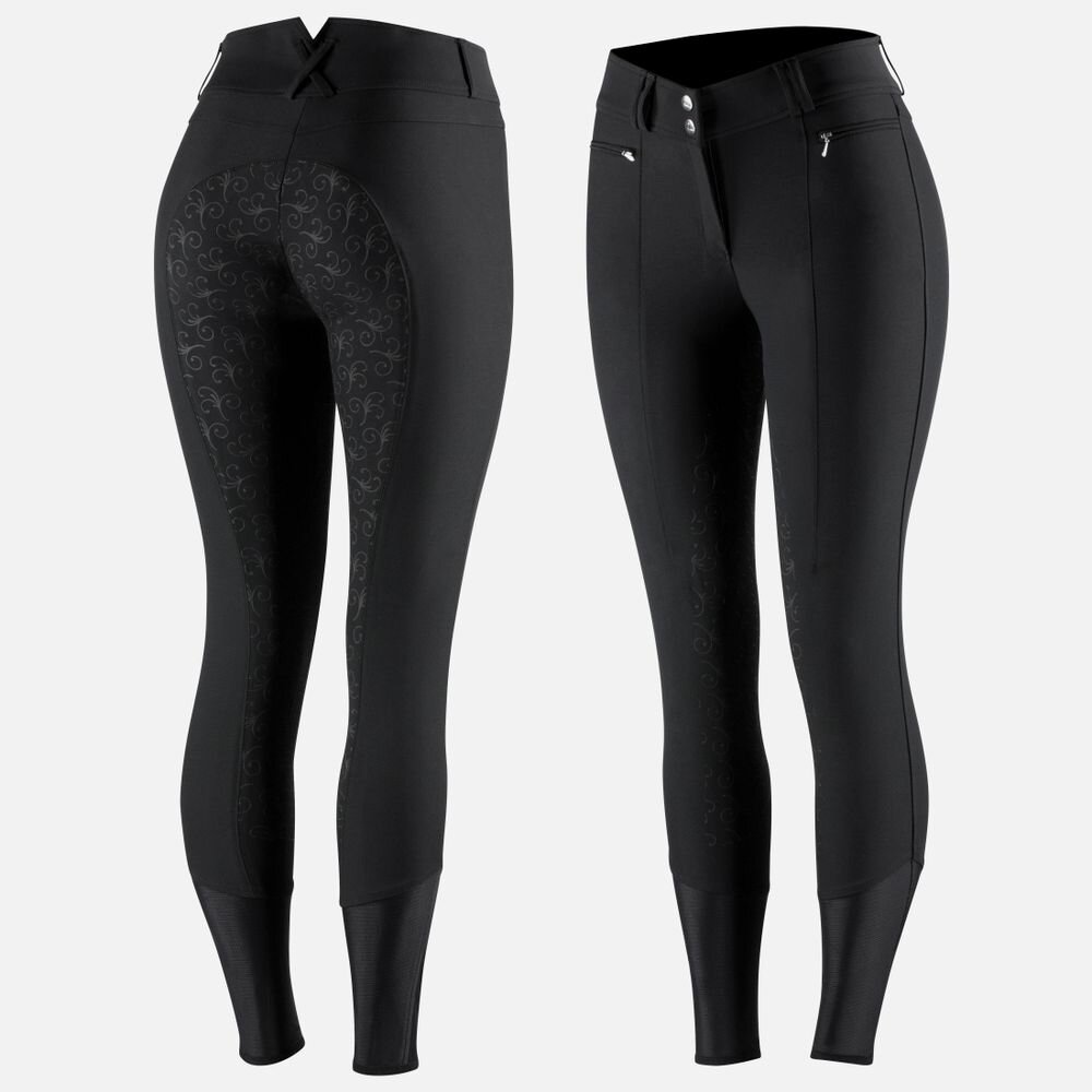 Horze Women's Angelina Silicone Full Seat Breeches - Black