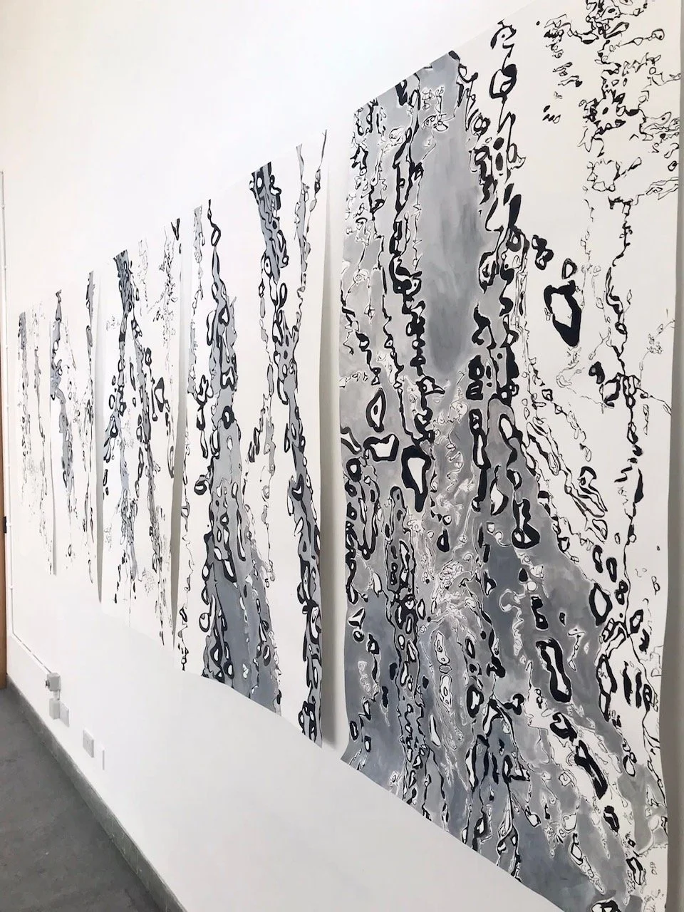  “Life Streams”  An installation of paintings and video projections, inspired  by Sheffield's millponds, streams and rivers, celebrating the  mystery, energy and transformative power of water.  A collaborative event with Cathy Speirs, the Sheaf and  