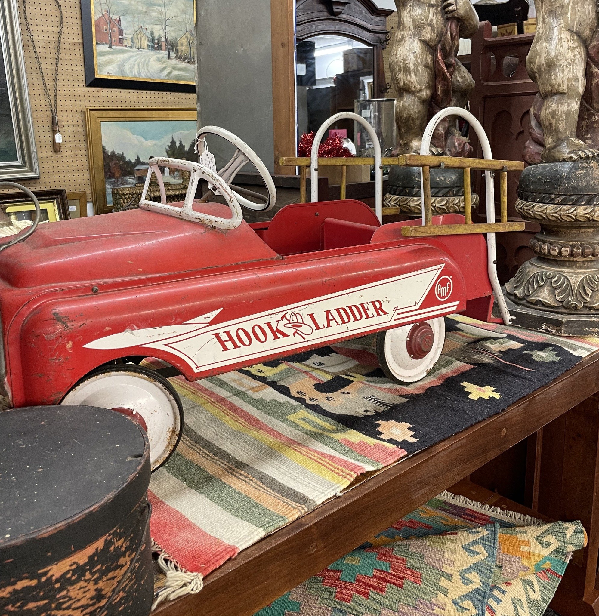 #waybackwednesday a vintage tiny hook and ladder truck! #heretodaymaybetomorrowmaybenot #antiques #decorandmore #vintage #rocantiques #roc #cdga #OMA #ontariomallantiques #waybackwednesday #vintageliving #vintage #collectibles #vintageny #antiquesnew