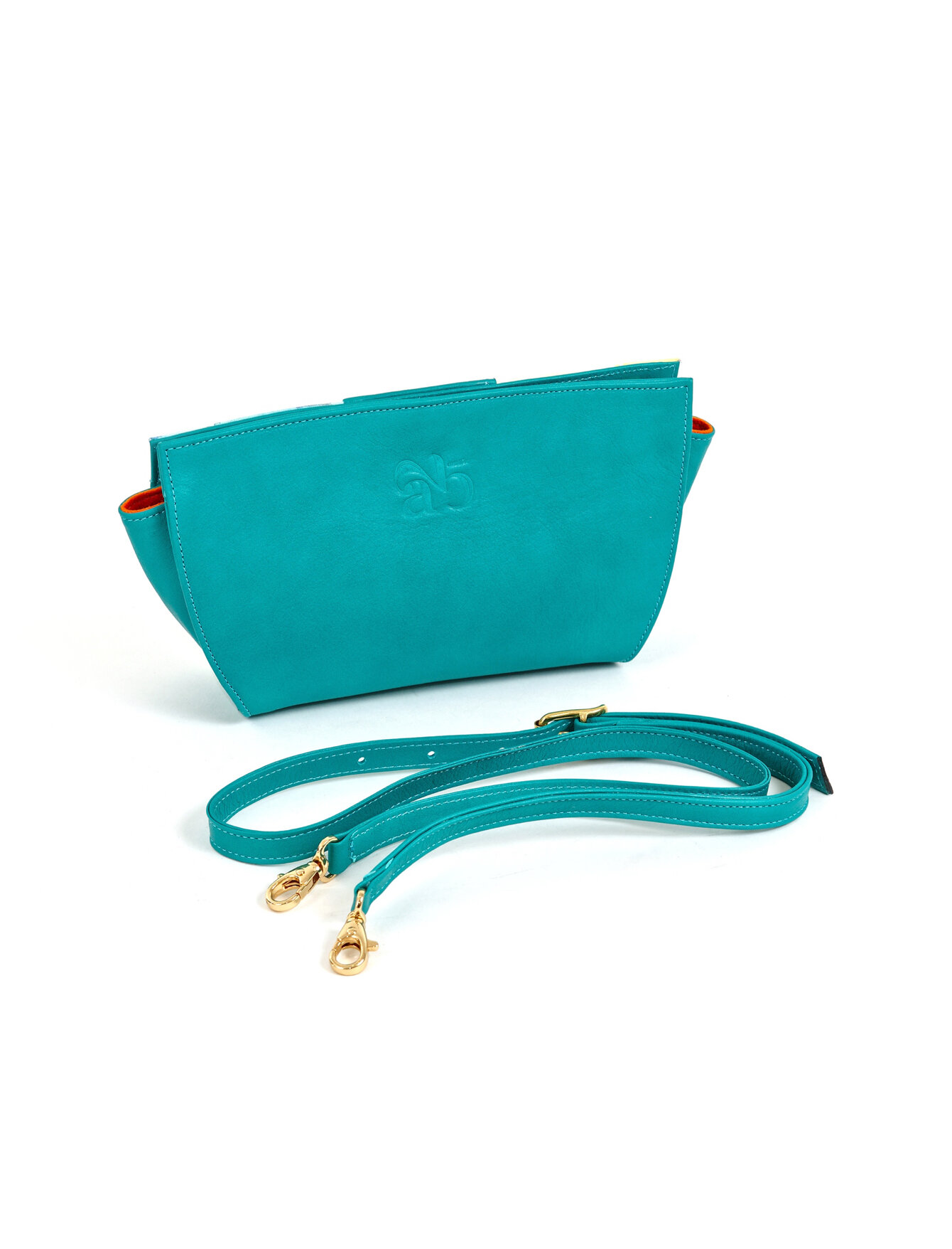 Clutch Bag Alice, artwork Marc-André Metais, turquoise green leather backside