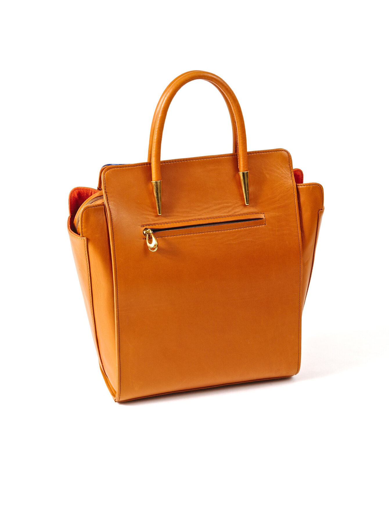 Handbag Cathrine, artwork Josette Laurent, cognac leather