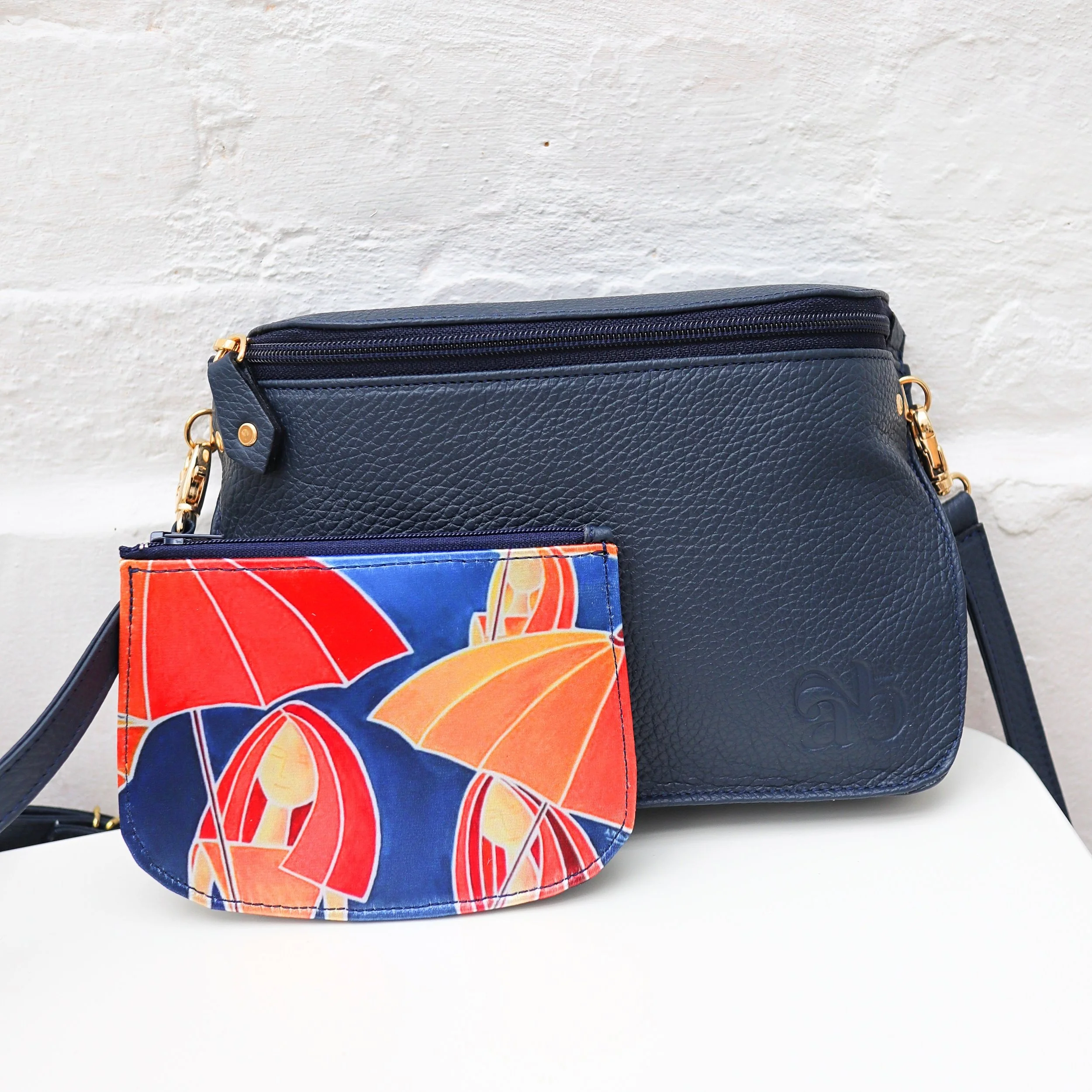 Bag Stephanie Blue marine leather, anne-Marie monin