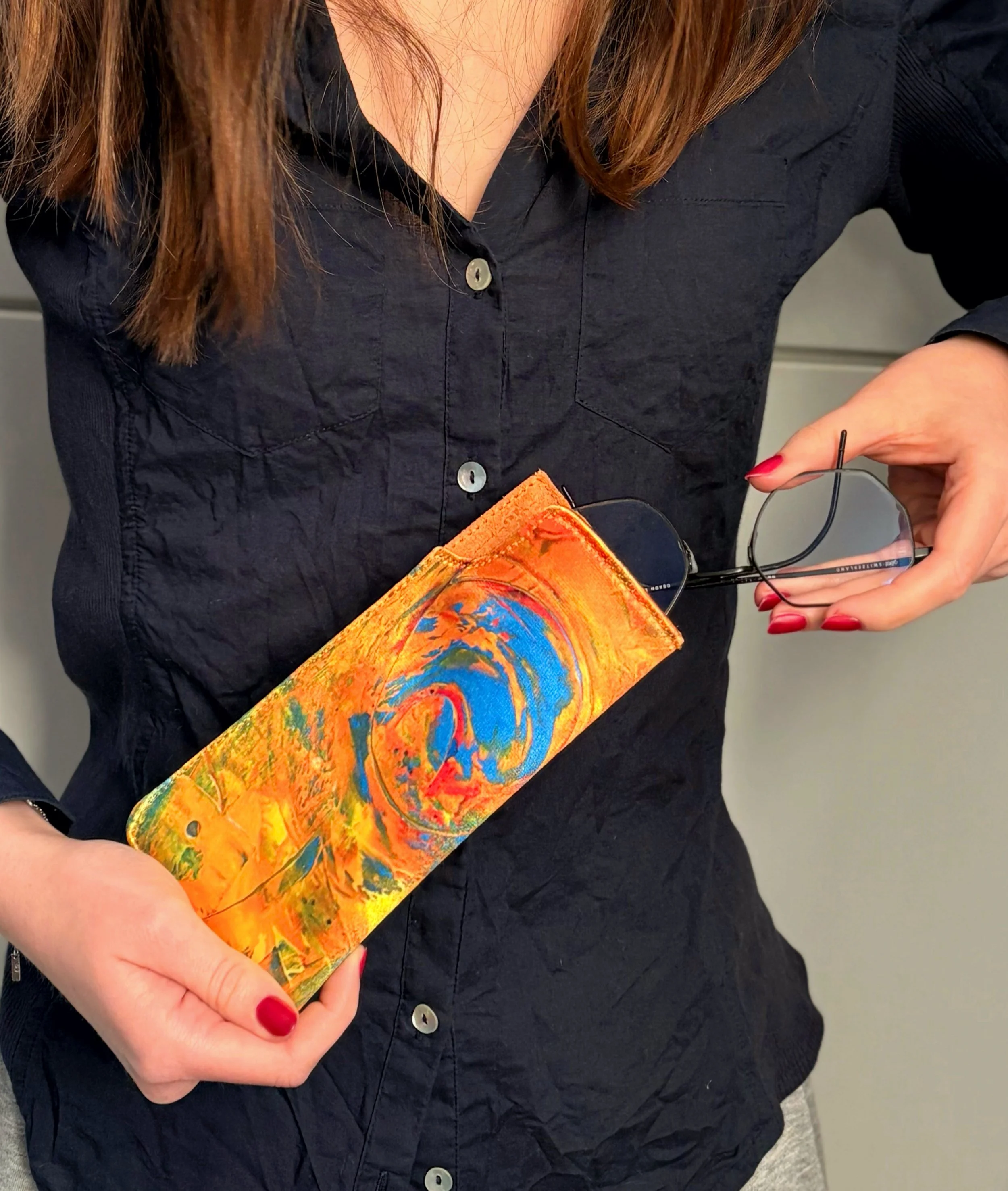 lasses case, Orange Josette Laurent