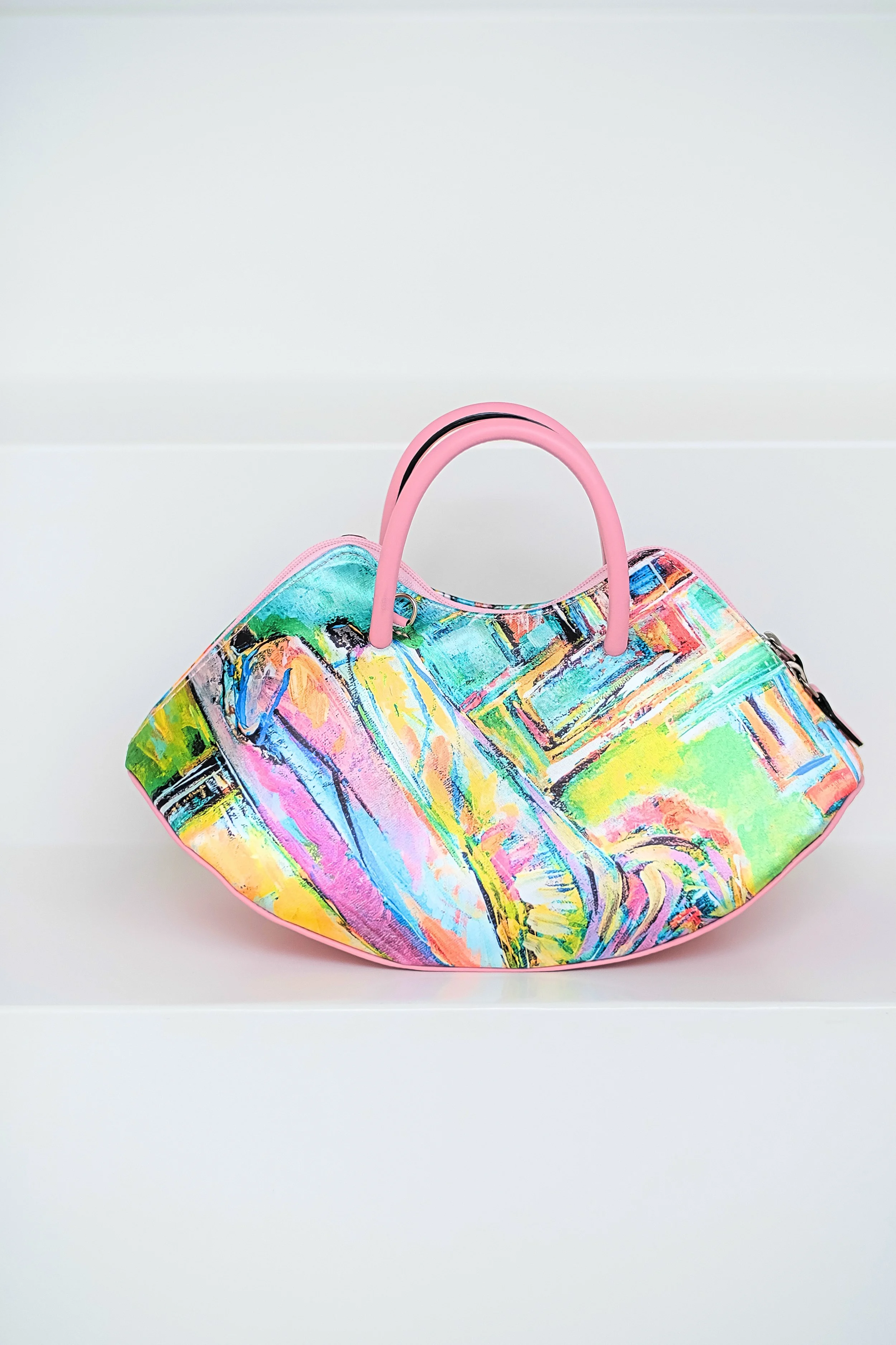 Handbag arts2be x Awardt, pink, artwork Marie-Christine Thiercelin
