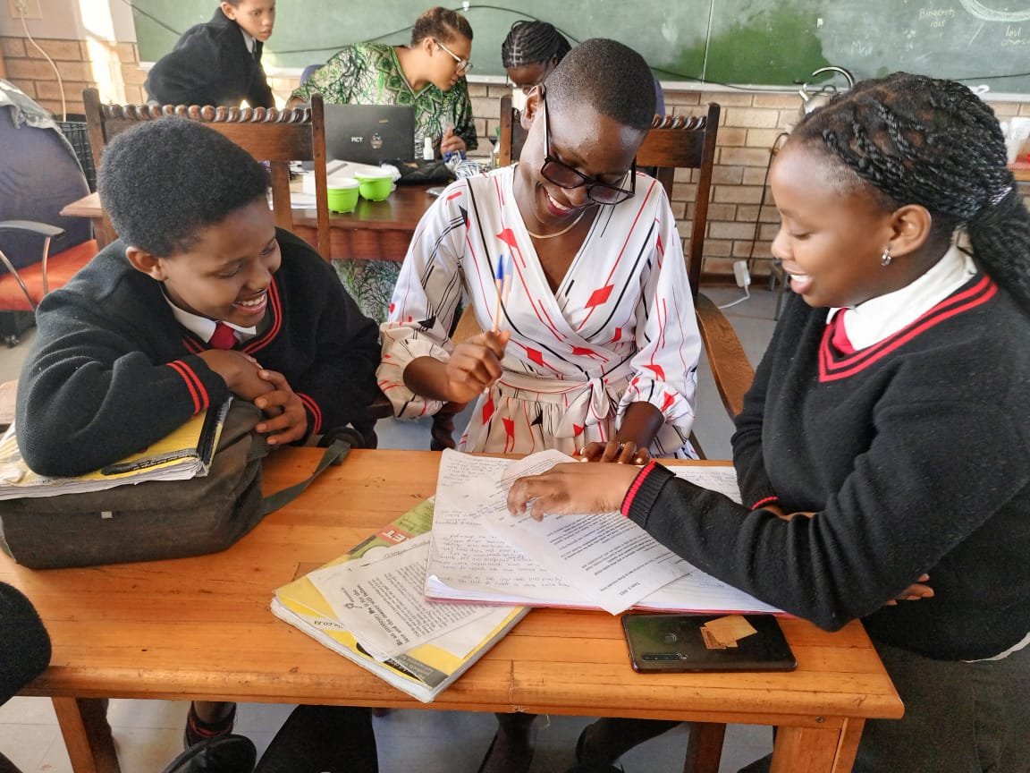 Emily Odhiambo with Students