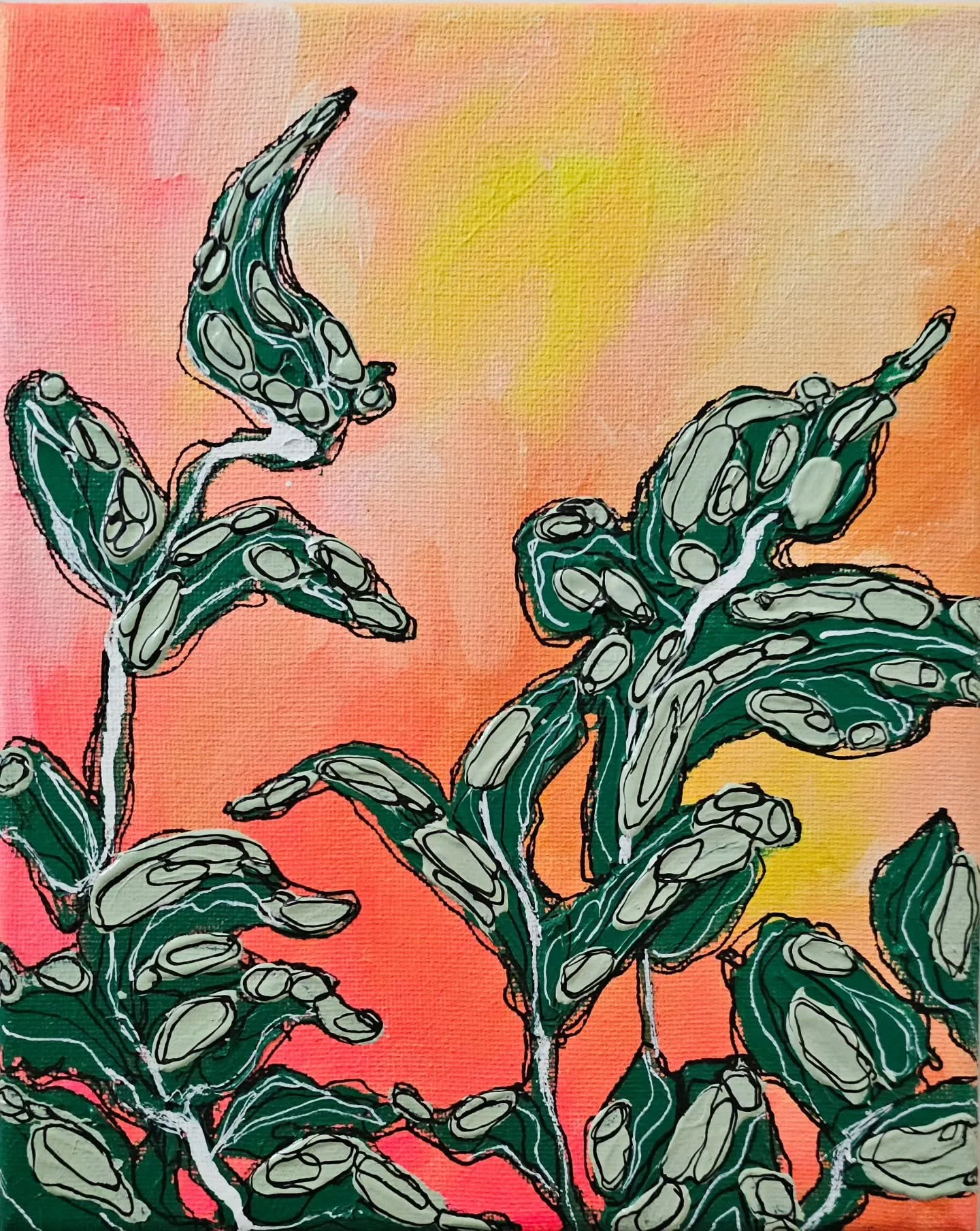 These two works were made at the same time, while thinking about how growth takes us closer to something we could not have known before. Emotional growth often requires vulnerability and trust - things that happen in relationship. Who helps you grow?