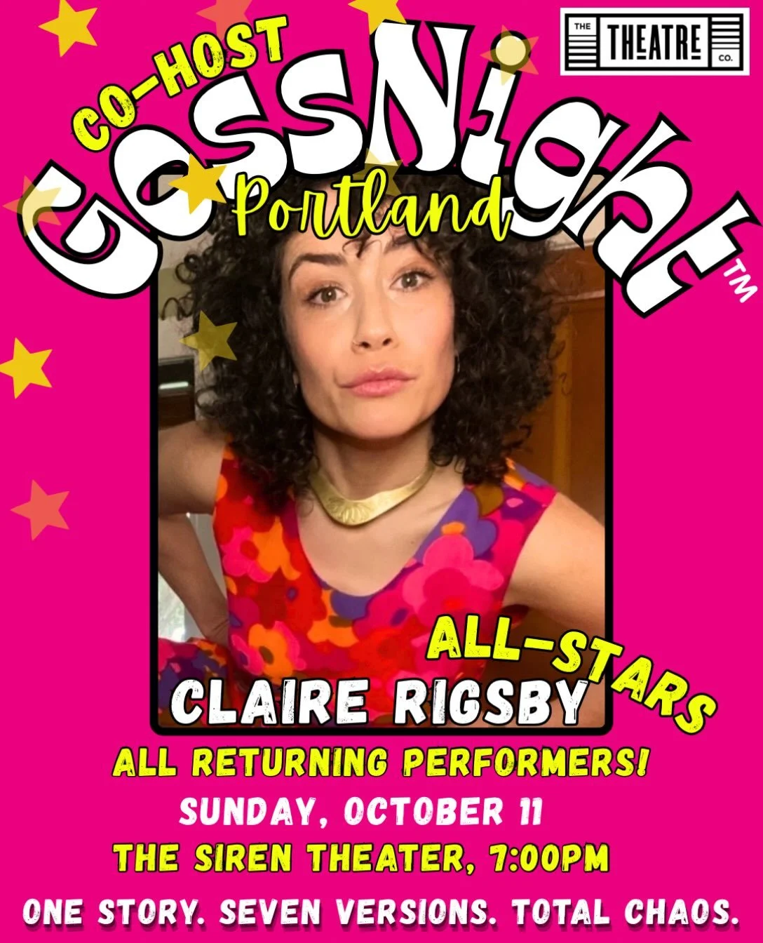 ⭐️ CO-HOST Announcement! See you at our one year GossNight PORTLAND Anniversary: GossNight ALL-STARS @crunksby !! 
Come out and cheer what we get right and laugh at what goes wrong in this epic game of storytelling-telephone! Join us in welcoming Cla