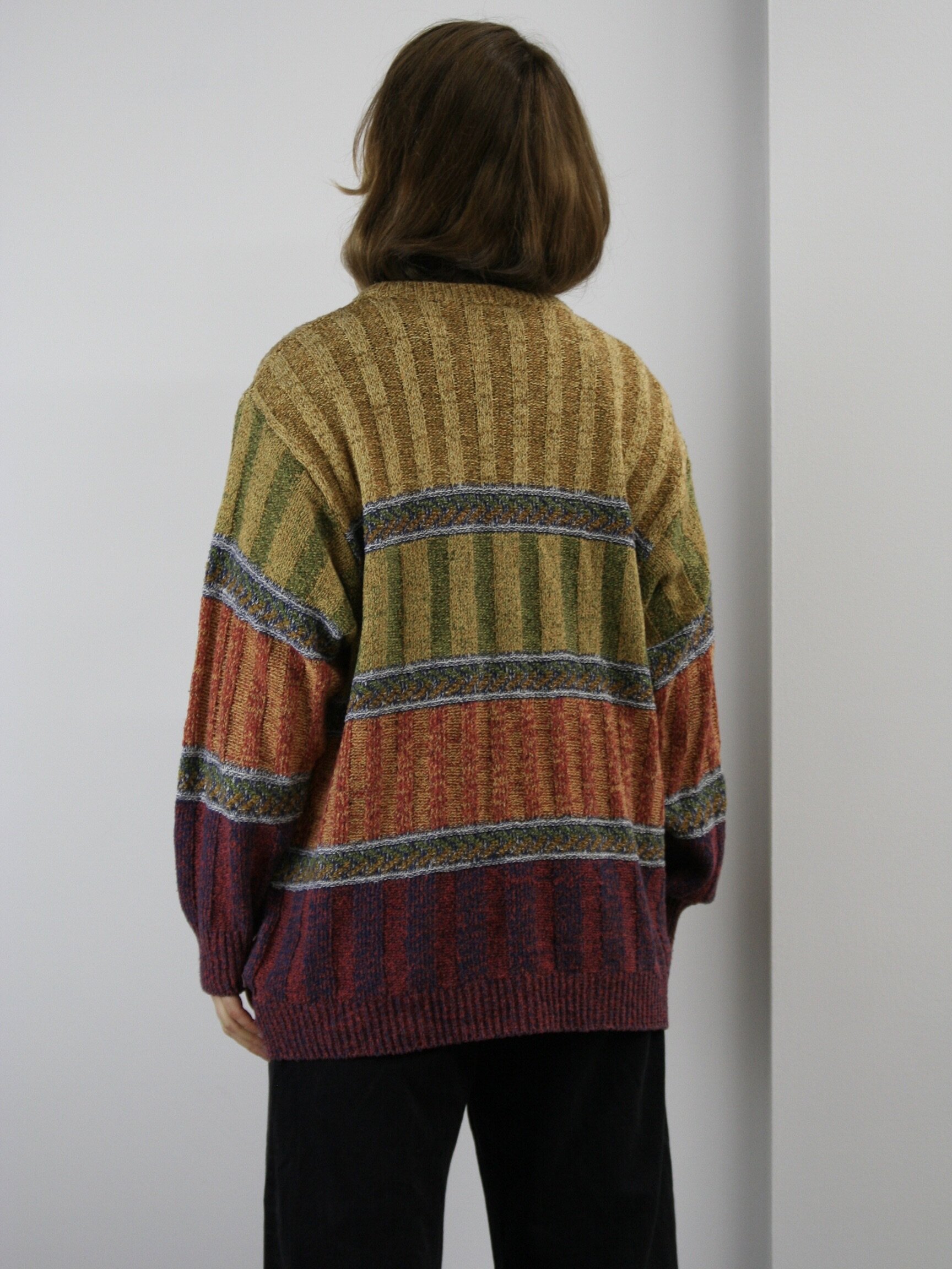 90s Oversized Multicolor Cotton Sweater 