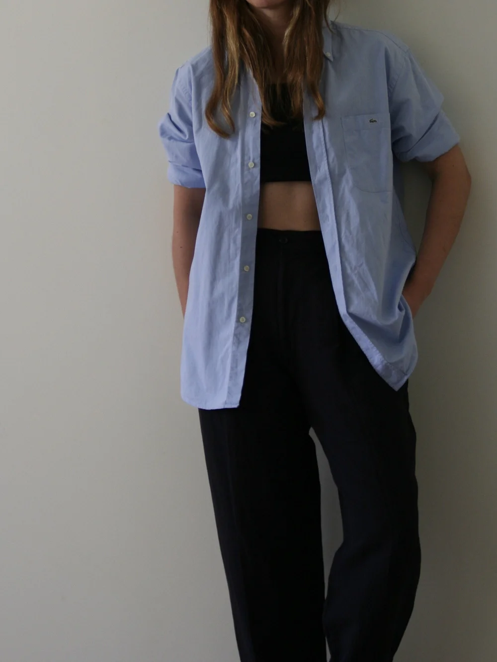 Lacoste Blue Button-Down Shirt — VETER VINTAGE, image size:1000x1333