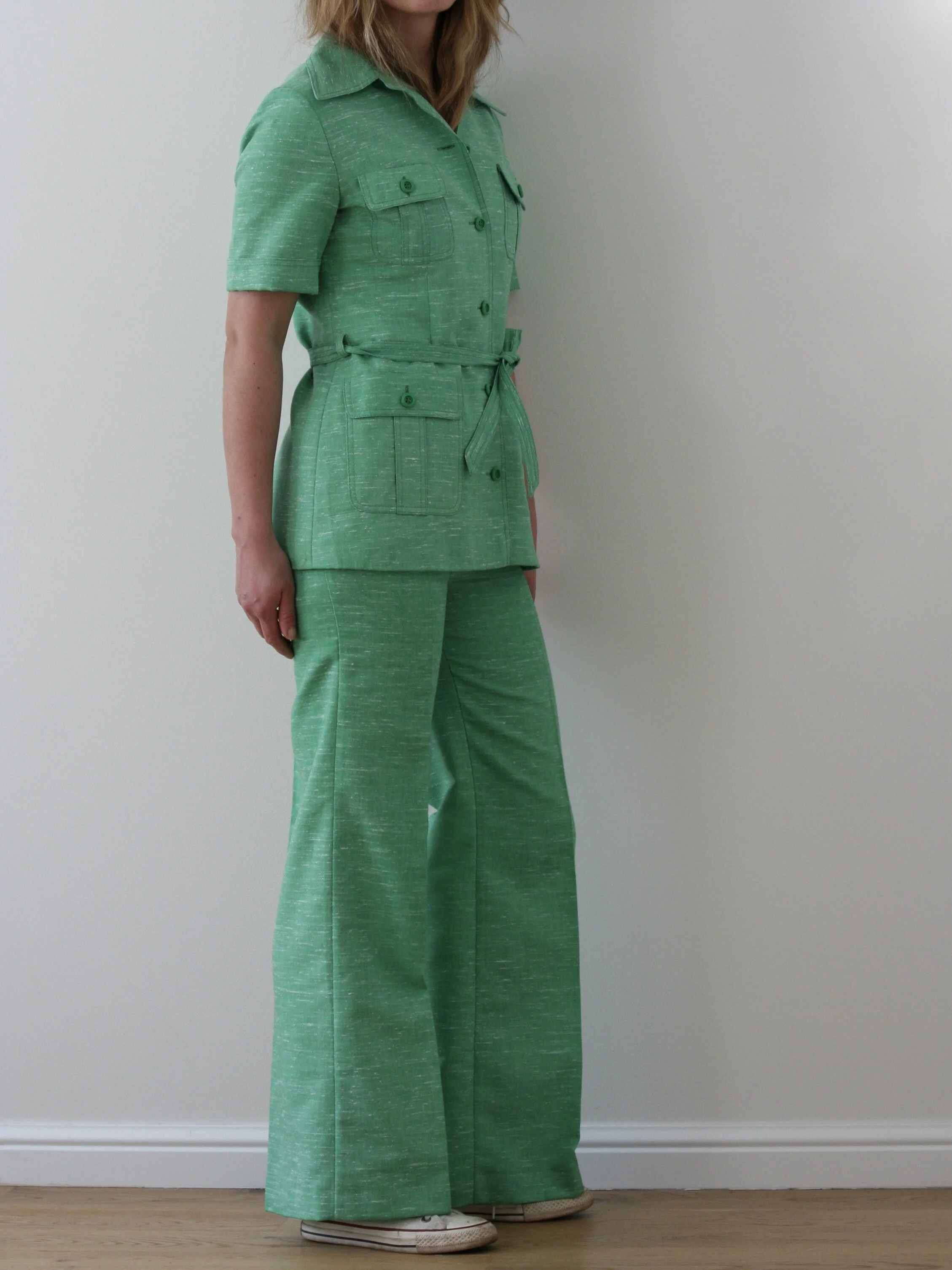 Vintage 70s Kelly Green Pants Suit for 