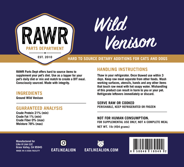 RAWR Venison 1#