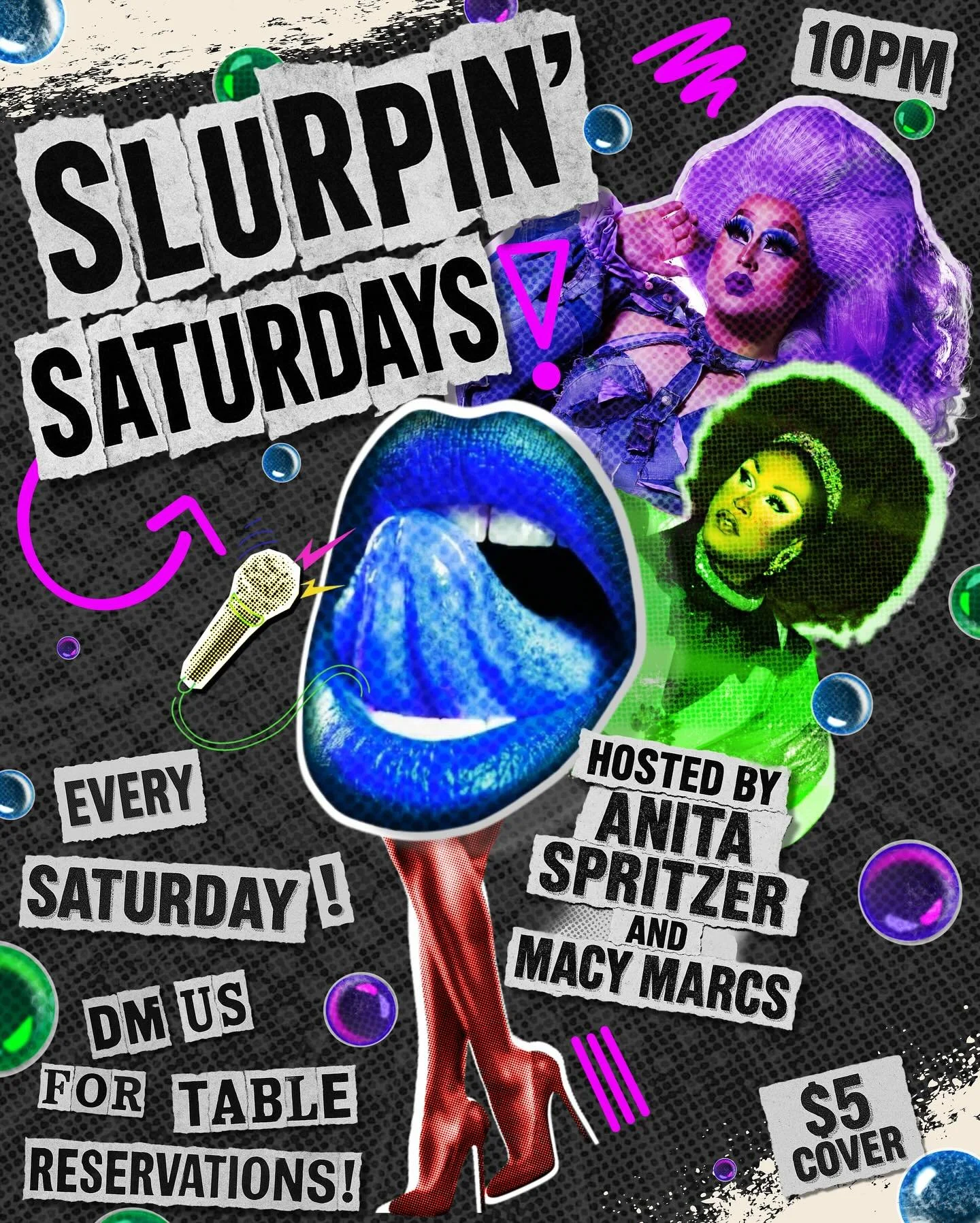 🌈💋👠NEW LOOK, SAME SLAY! SLURPIN&lsquo; SATURDAYS is THE place to be every weekend&hellip; but diva, you already knew that! Join us every Saturday for a night of DRAG , DRINKS, KARAOKE AND&hellip; MORE DRAG! Hosted by the fierce duo Anita Spritzer 