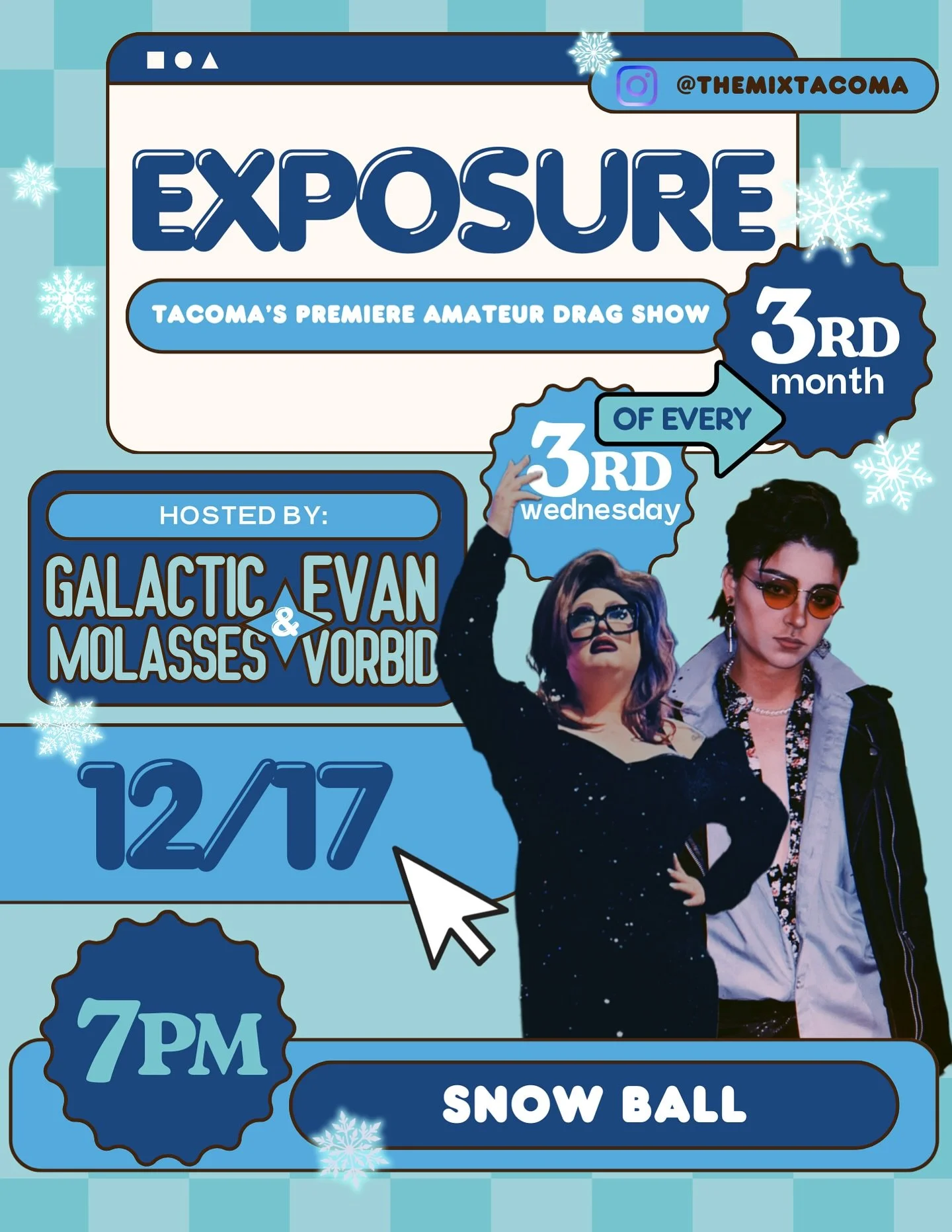 ❄️🍒 SNOWBALL: The Final Exposure of the Year 🍒❄️
We&rsquo;re ending the season with a blizzard of queer chaos and a cherry on top.
Think icy vibes, juicy surprises, and you serving your coldest, gayest fantasy onstage.

We still have a few spots op
