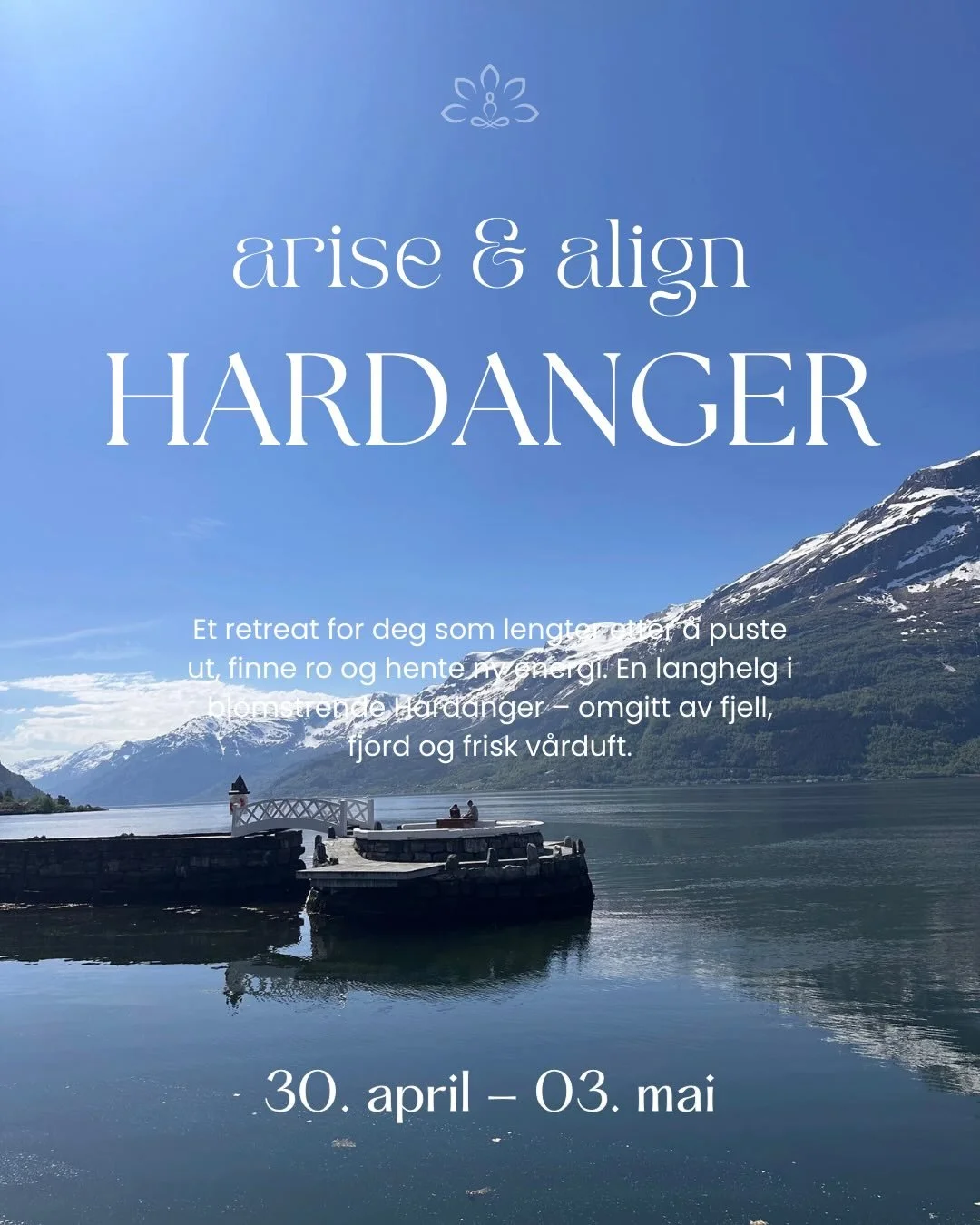 Arise &amp; Align &ndash; Yoga Retreat i Hardanger 🌿

Lengter du etter &aring; puste litt dypere&hellip;
senke skuldrene&hellip;
og finne tilbake til roen i deg selv?
	30.	april &ndash; 3. mai inviterer jeg deg med til vakre Hardanger, til en helg m
