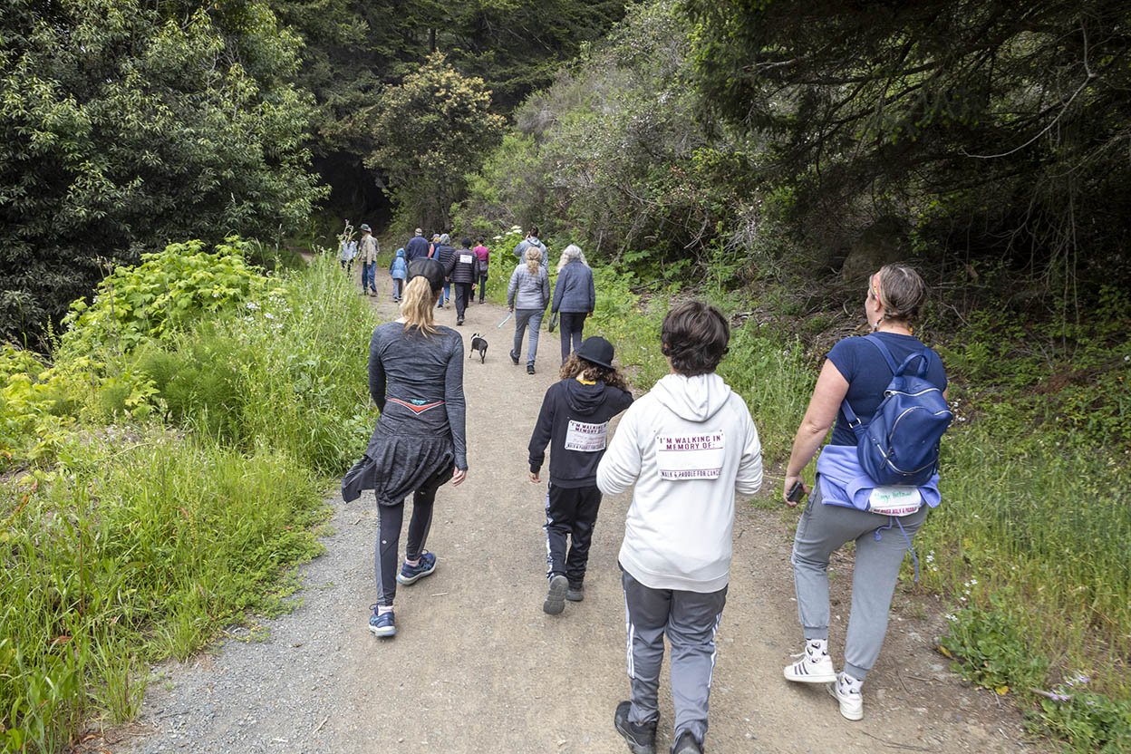 Trail full of walkers at the 2022 Walk and Paddle for Cancer (Copy)