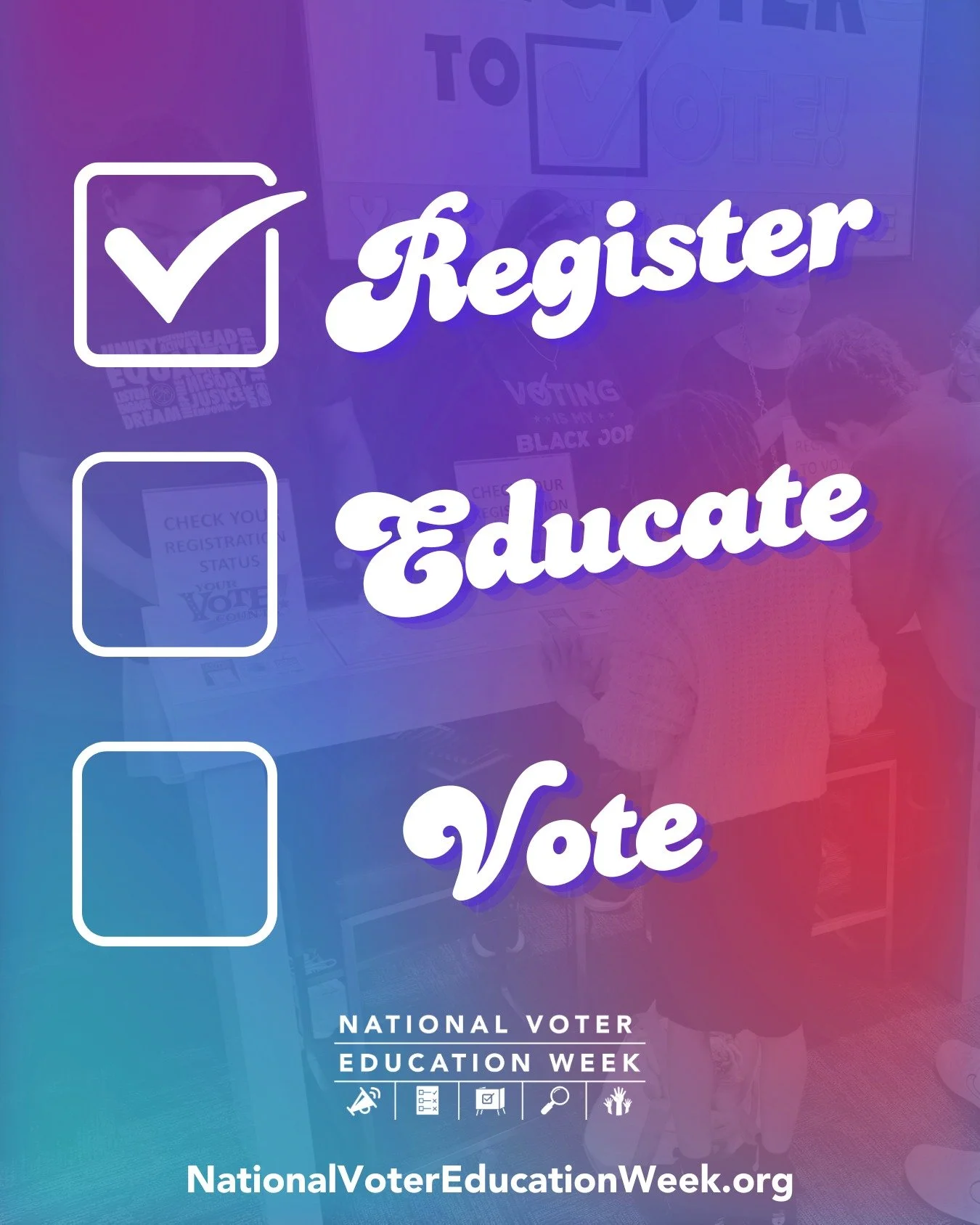 Civic Holidays season has officially kicked off! And voter registration is just the beginning. Build off of the momentum from National Voter Registration Day by joining National Voter Education Week (Oct 6-10) to educate and mobilize your community a