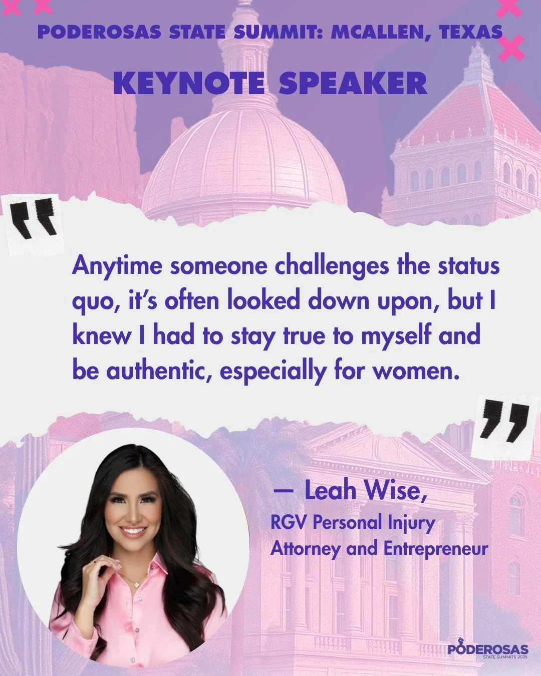🎤 Meet our keynote speaker, Leah Wise &mdash; RGV Personal Injury Attorney and Entrepreneur! 💼✨

Leah is breaking barriers, leading with purpose, and inspiring women to own their power. Don&rsquo;t miss her story at the Texas Poderosas State Summit