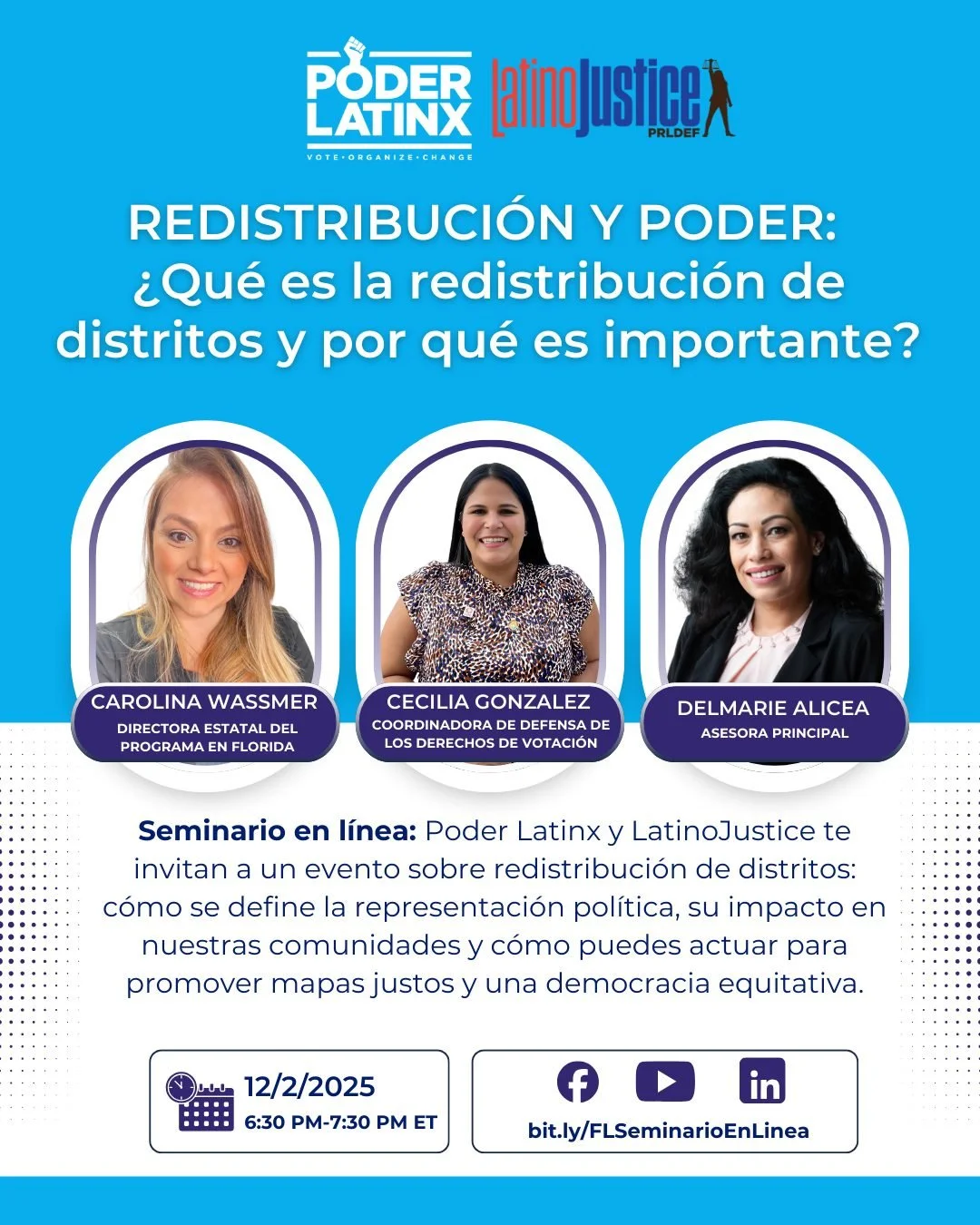 ✨ &Uacute;nete a Poder Latinx y LatinoJustice para una conversaci&oacute;n clara sobre la redistribuci&oacute;n de distritos y c&oacute;mo este proceso impacta la representaci&oacute;n y recursos de nuestras comunidades. Aprende sobre el gerrymanderi