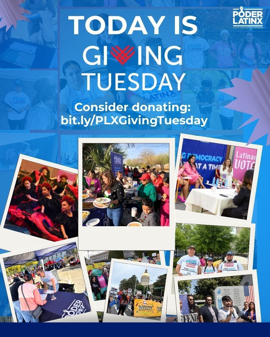 ✨ It&rsquo;s Giving Tuesday! Today, we&rsquo;re calling on our community to support Poder Latinx as we fight for immigration justice, economic justice, environmental justice, empower Latina leaders, and build the Latino electorate.
Every contribution