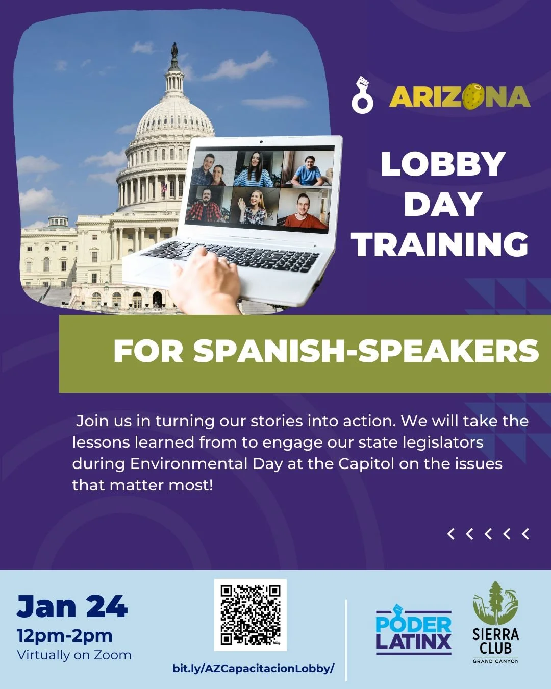 Join us in speaking up for the climate and the environment!

RSVP: bit.ly/AZCapacitacionLobby 

&iexcl;&Uacute;nete a nosotros para alzar la voz en defensa del clima y el medio ambiente!

#EnvironmentalDayattheCapitol2026 #AZ #Arizona