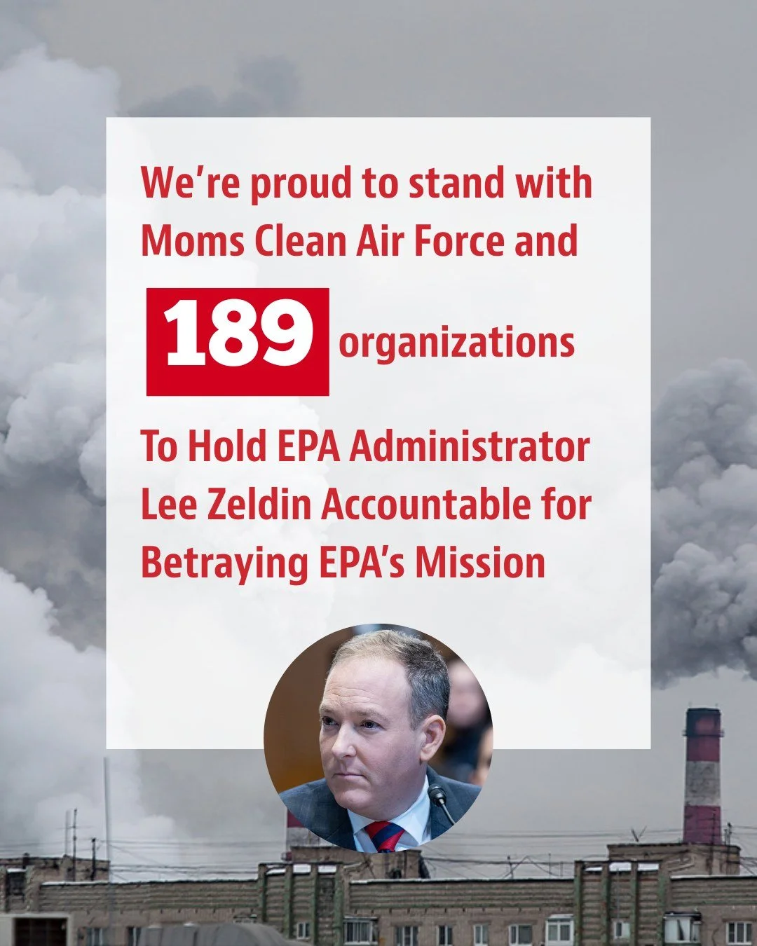 We've signed on to @CleanAirMoms' letter along with 189 organizations to ask Congress to hold EPA &amp; Administrator Zeldin accountable for protecting human health and the environment.  https://bit.ly/HoldEPAAdministratorAccountable