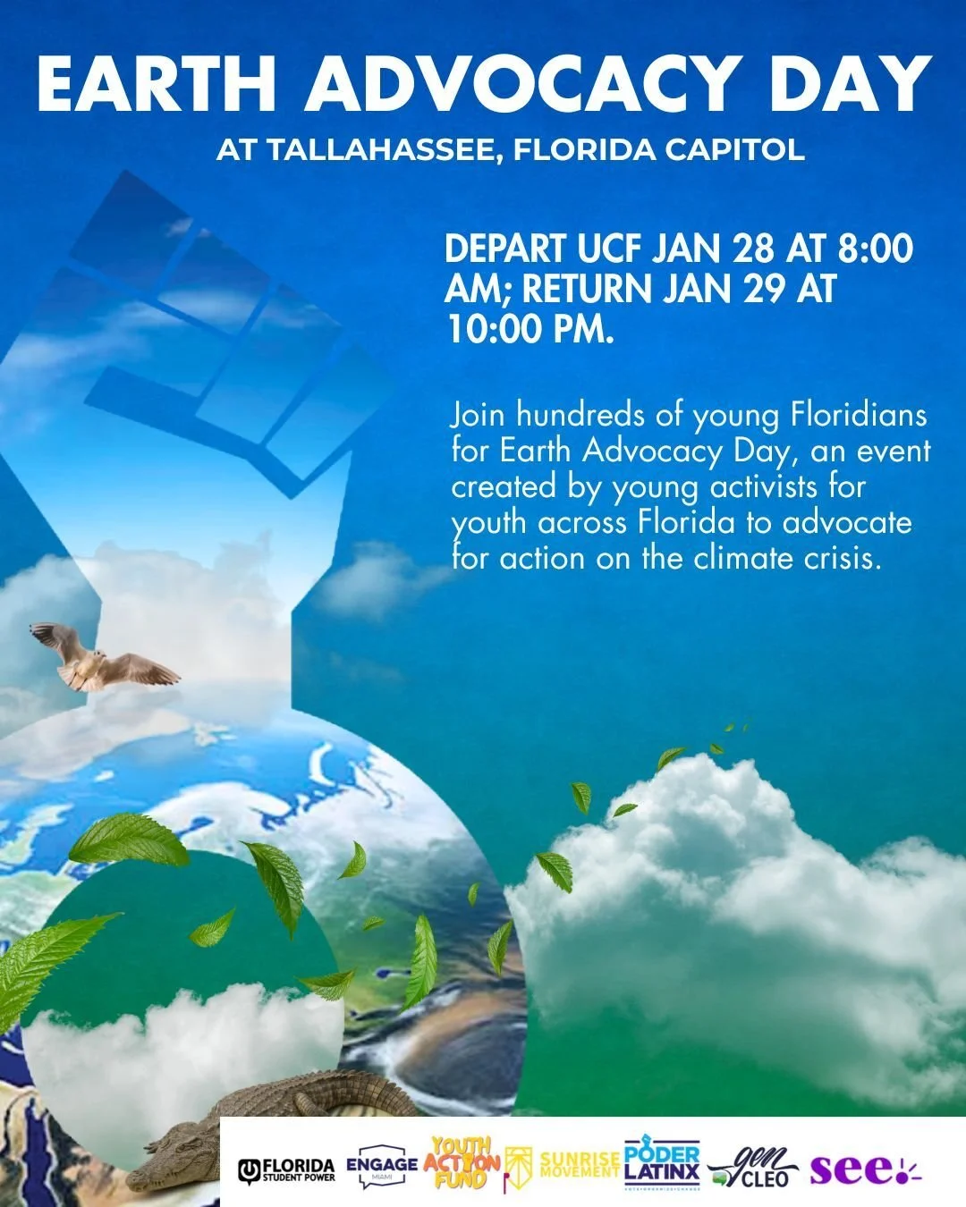 Join hundreds of young Floridians for Earth Advocacy Day 🌱
An event created by young activists, for youth across Florida, to push for real action on the climate crisis.
Your voice matters. Your future is now. 

bit.ly/PLXEarthAdvocacyDay2026 

&Uacu