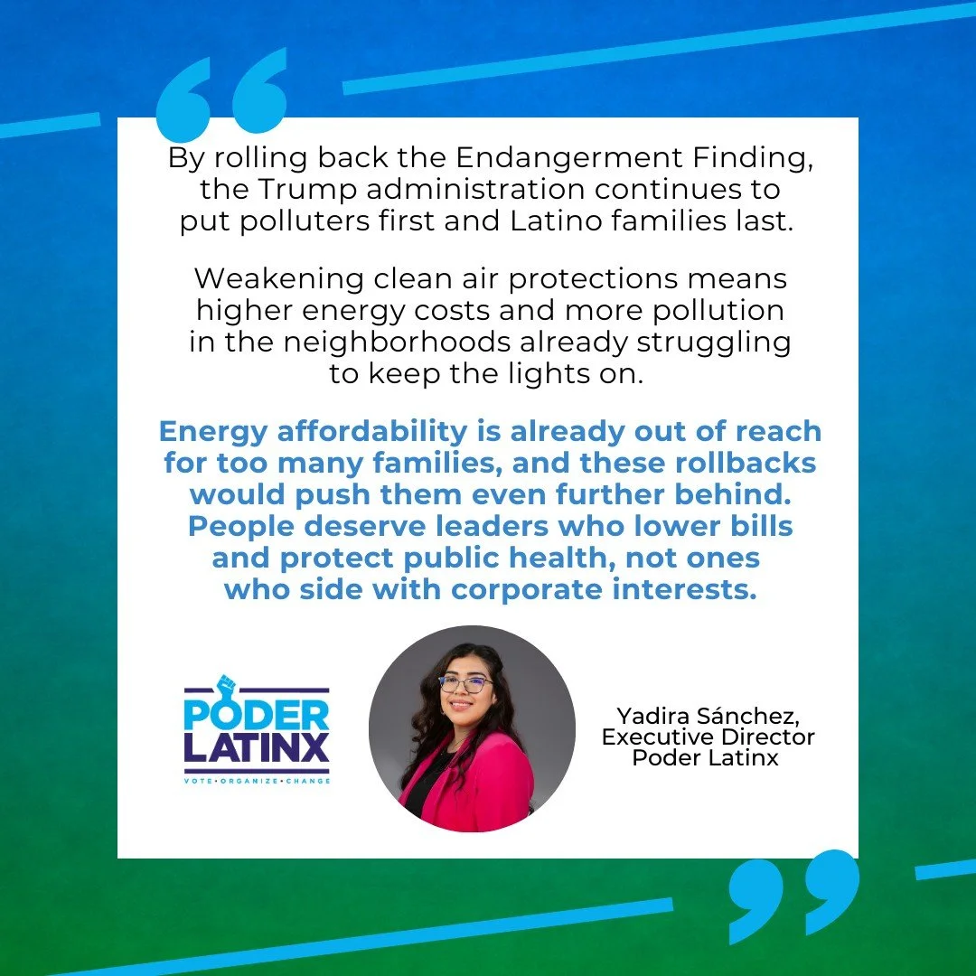 Big Oil is getting more protections than us. Millions of Latinos are facing the impacts of climate change, while our leaders ignore the danger. 🌎✊ Repealing the Endangerment Finding will do nothing to bring down costs or improve health for American 