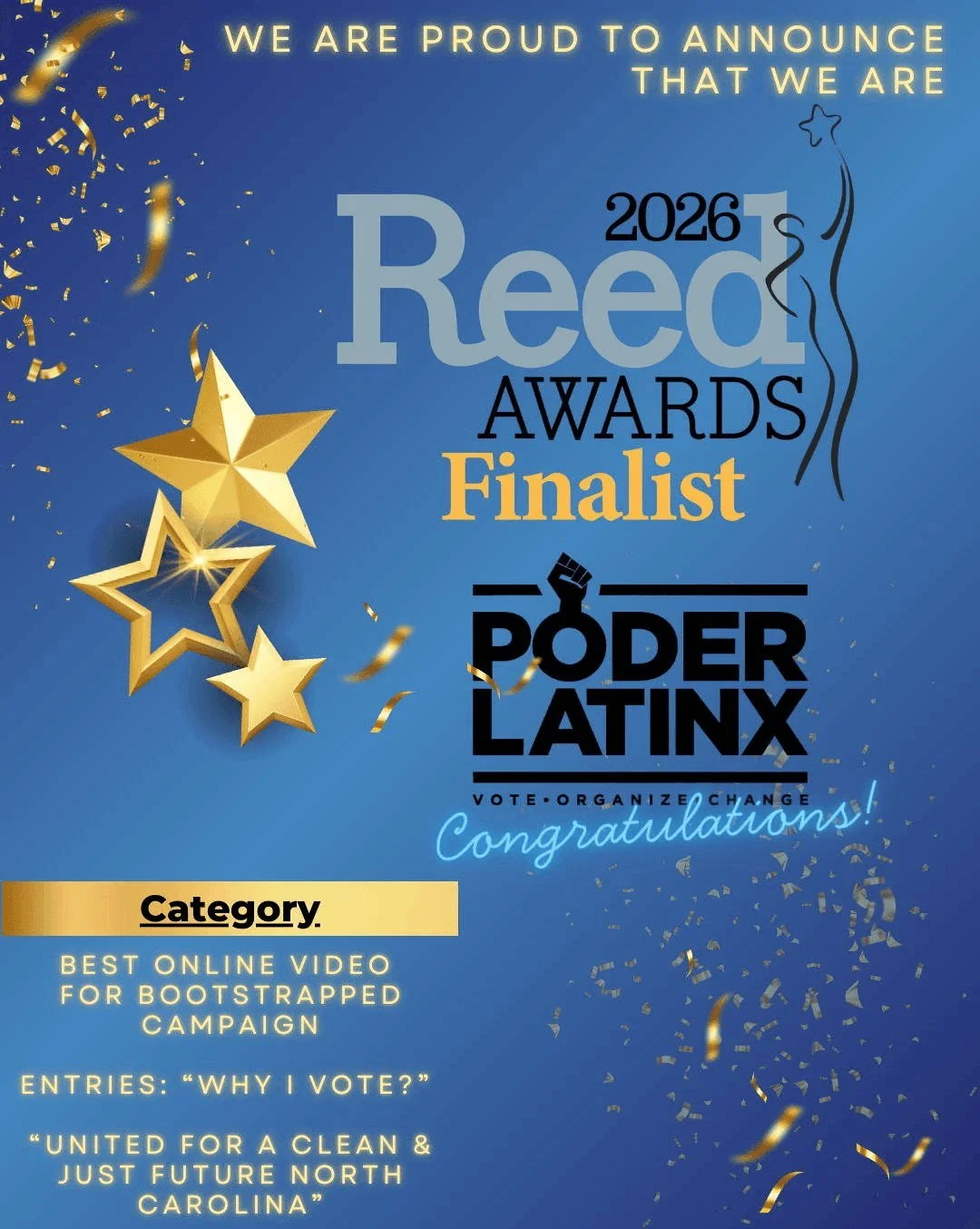 We are deeply honored to be named two-time finalists in the 2026 Reed Awards for Best Online Video &ndash; Bootstrapped Campaign.

This recognition belongs to our community, our partners, and our team. It reflects the power of authentic voices, inten