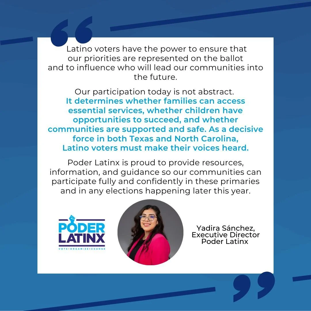 Today is the day, Texas and North Carolina. 🗳️
Primary elections decide who makes it to November &mdash; and who will shape policies on healthcare, education, wages, immigration, and more.
Latino voters are a decisive force. When we show up, we shap