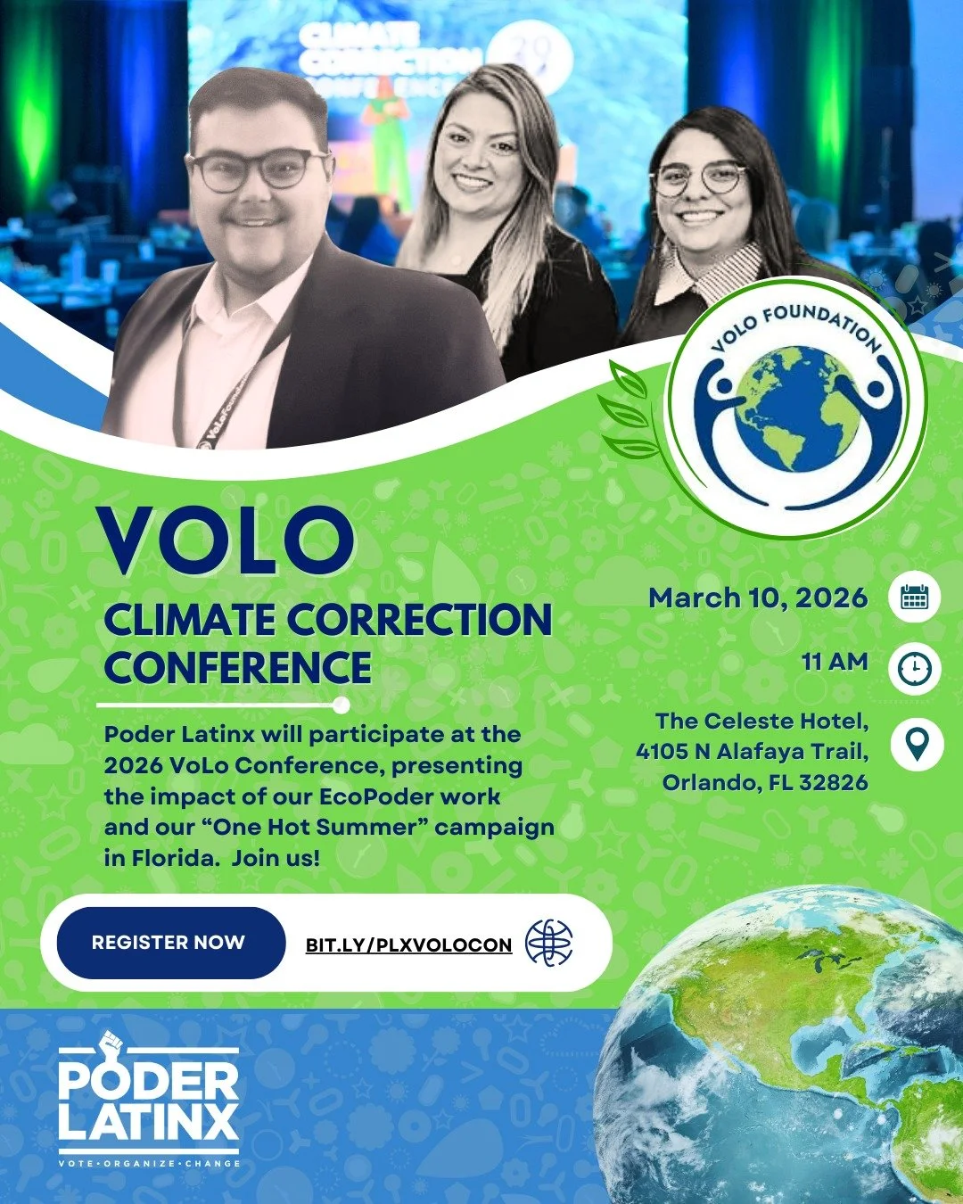 Poder Latinx is headed to the 2026 VoLo Conference! 🌎 We&rsquo;ll be sharing the impact of our EcoPoder work and our &ldquo;One Hot Summer&rdquo; campaign in Florida. Join us and be part of the movement!
RSVP: bit.ly/PLXVOLOCON 

&iexcl;Poder Latinx