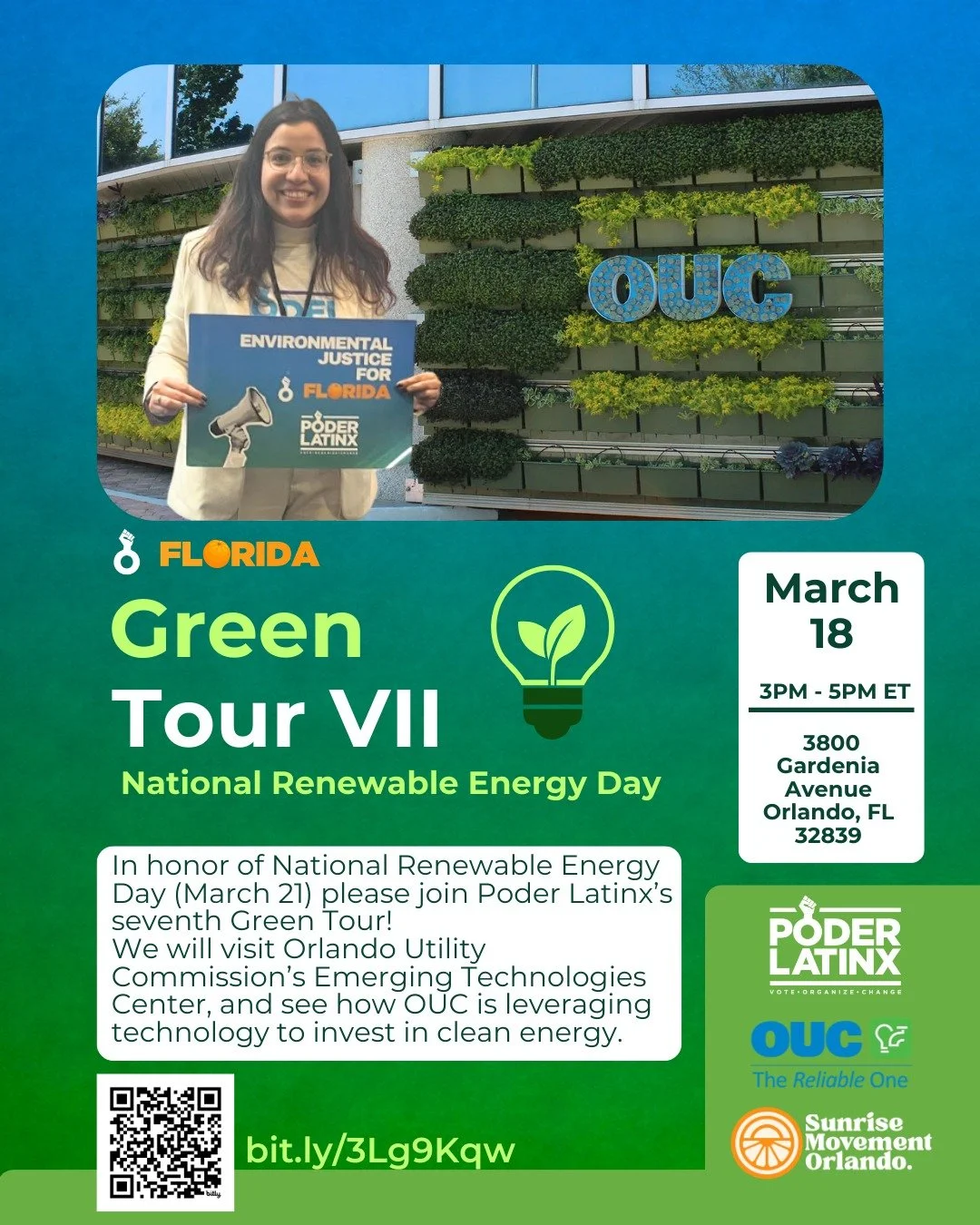 In honor of National Renewable Energy Day ☀️⚡ join Poder Latinx for our 7th Green Tour!

We&rsquo;ll visit the Orlando Utility Commission&rsquo;s Emerging Technologies Center to see how OUC is using innovative technology to invest in clean energy and