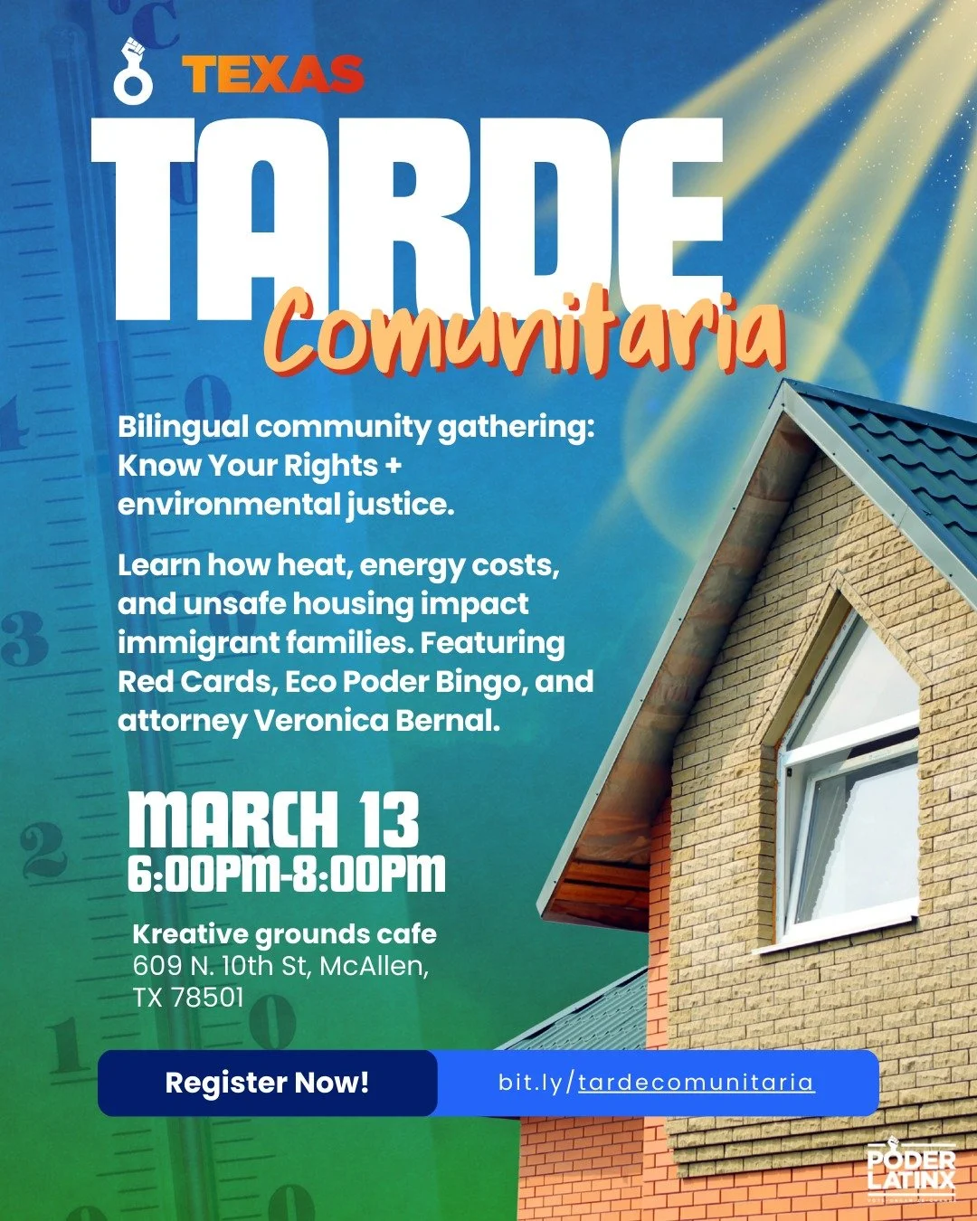 Join us for a bilingual community gathering connecting Know Your Rights and environmental justice. 🌎✊
Learn how extreme heat, rising energy costs, and unsafe housing impact immigrant families. We&rsquo;ll share resources like Red Cards, play Eco Pod
