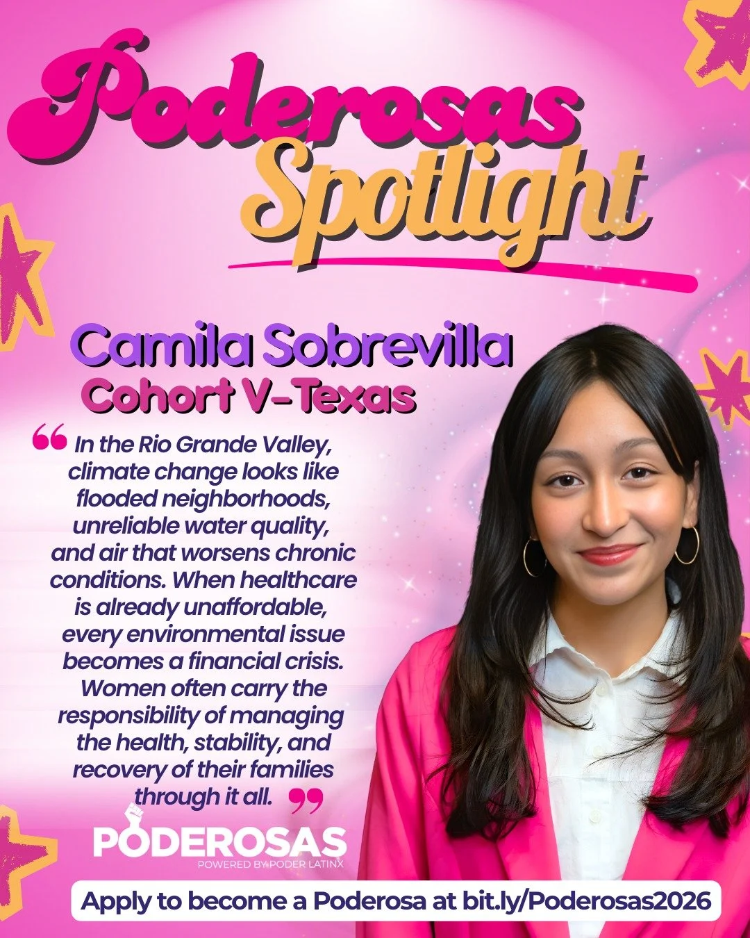 Are you passionate about environmental justice? 🌎 Ready to lead?
Meet Camila Sobrevilla, Cohort V from Texas. Through the Poderosas Fellowship, she&rsquo;s growing her leadership and strengthening her community. 💪🏽🌱
Apply now: bit.ly/Poderosas202
