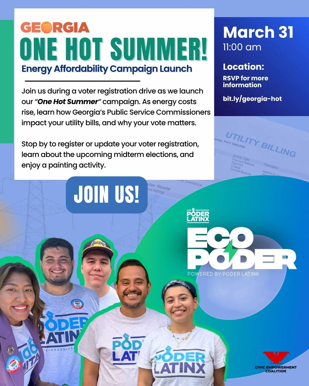 📢 Join Poder Latinx for a voter registration drive! Students can register, update their registration, and enjoy a fun painting activity. Learn how the upcoming midterms, including the governor and Public Service Commission elections, affect electric