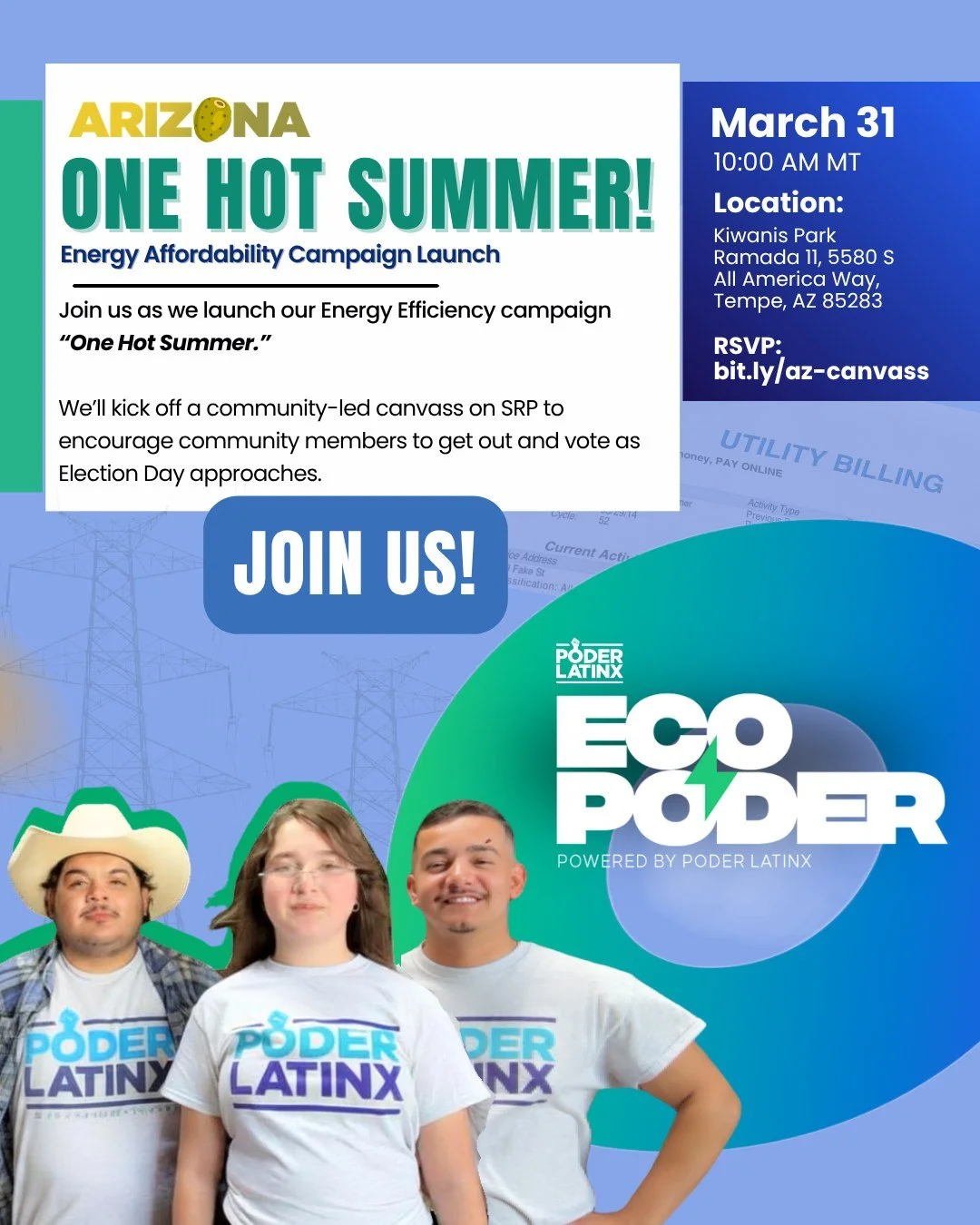 📢 Join Poder Latinx as we officially launch our Energy Affordability campaign in Arizona! We&rsquo;re kicking off an SRP canvass and voter mobilization effort to encourage our community to get out and vote as Election Day approaches. Let&rsquo;s bui